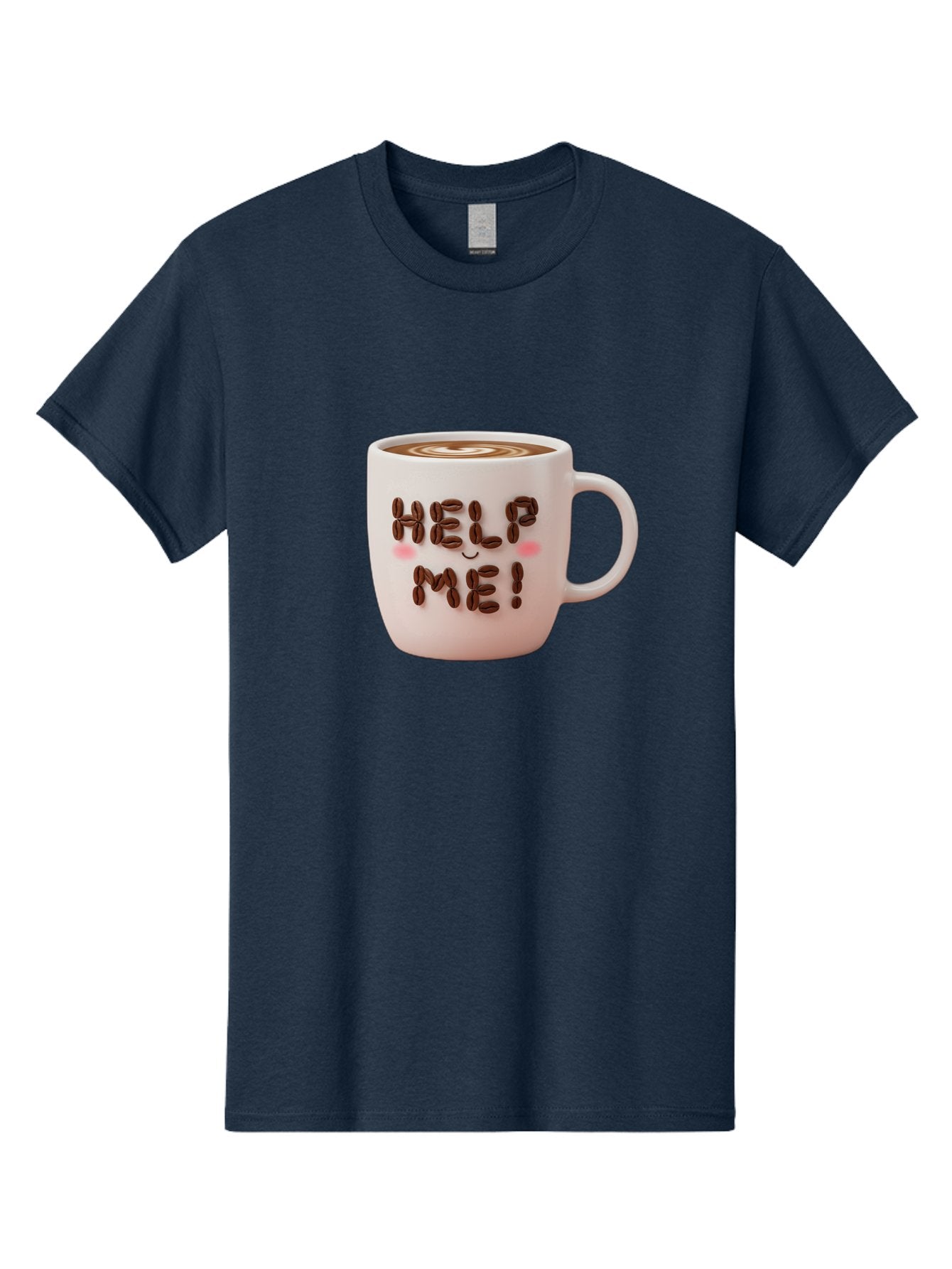 Help-Me-5 Men'S Graphic Tee, 100% Cotton, Comfortable Casual Summer Wear, Machine Washable, Coffee Mug With Coffee Beans Spelling Help Me!, Cute Coffee Cup, Coffee Lover Gift, Coffee Humor, Latte Art, Morning Coffee, Coffee Break Bac045 4