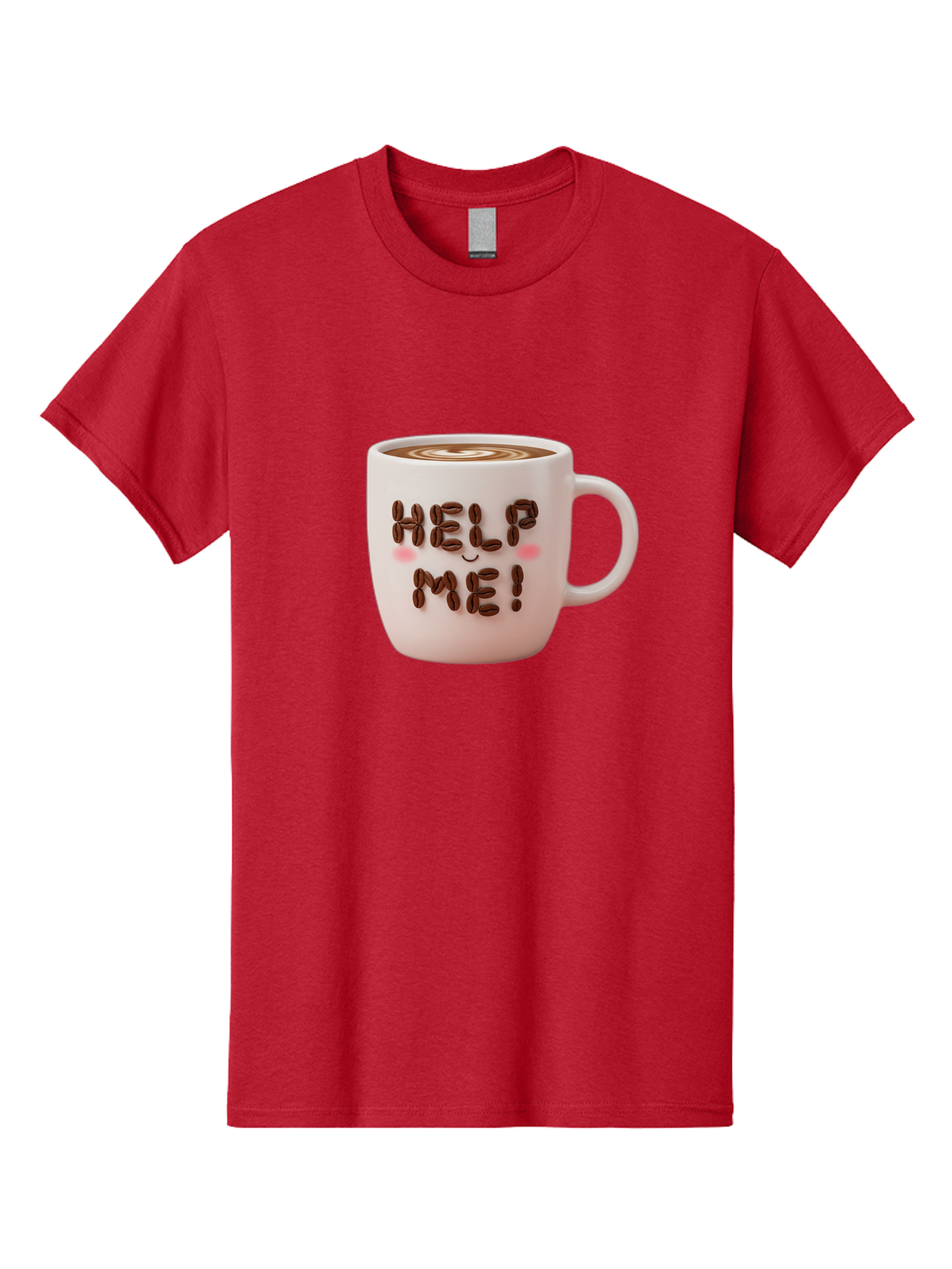 Help-Me-5 Men'S Graphic Tee, 100% Cotton, Comfortable Casual Summer Wear, Machine Washable, Coffee Mug With Coffee Beans Spelling Help Me!, Cute Coffee Cup, Coffee Lover Gift, Coffee Humor, Latte Art, Morning Coffee, Coffee Break Bac045 11