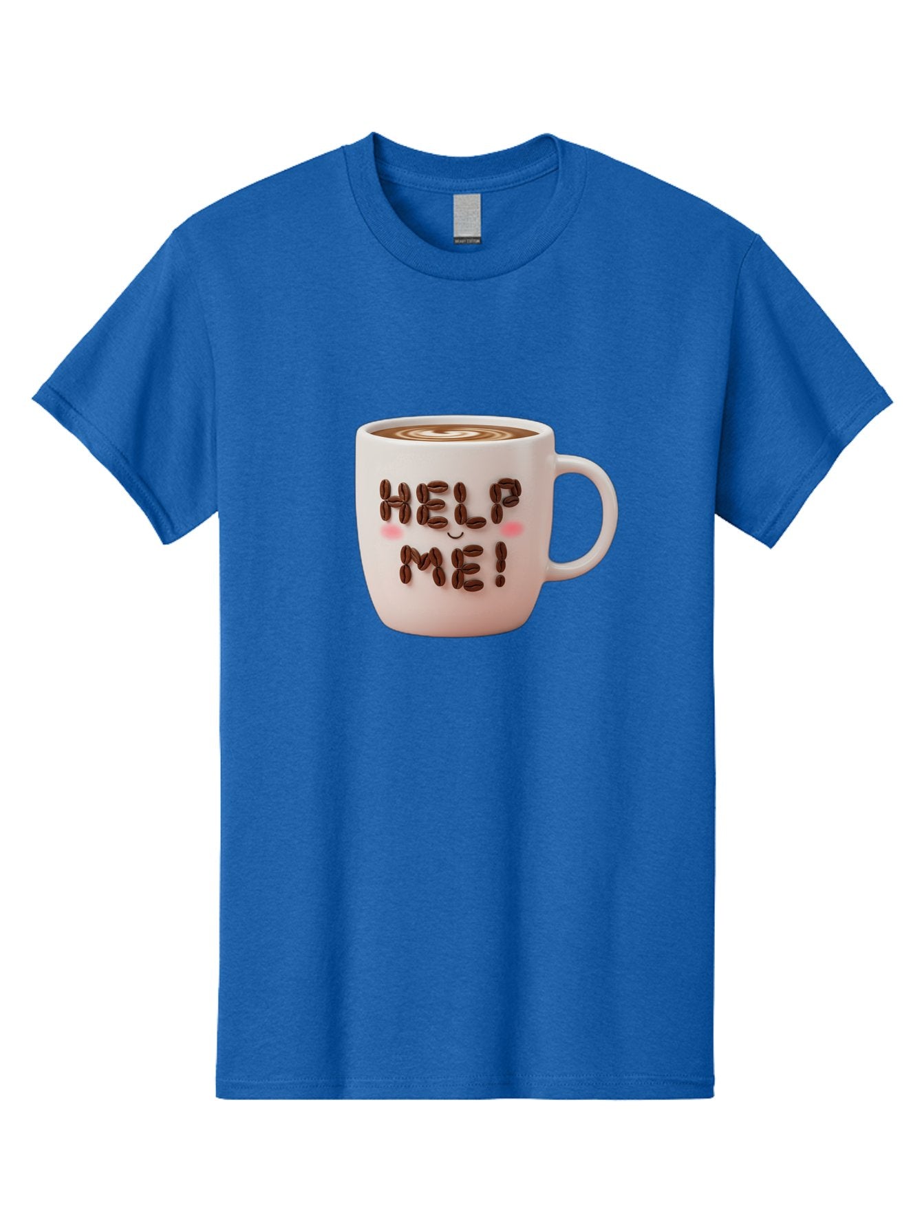 Help-Me-5 Men'S Graphic Tee, 100% Cotton, Comfortable Casual Summer Wear, Machine Washable, Coffee Mug With Coffee Beans Spelling Help Me!, Cute Coffee Cup, Coffee Lover Gift, Coffee Humor, Latte Art, Morning Coffee, Coffee Break Bac045 3