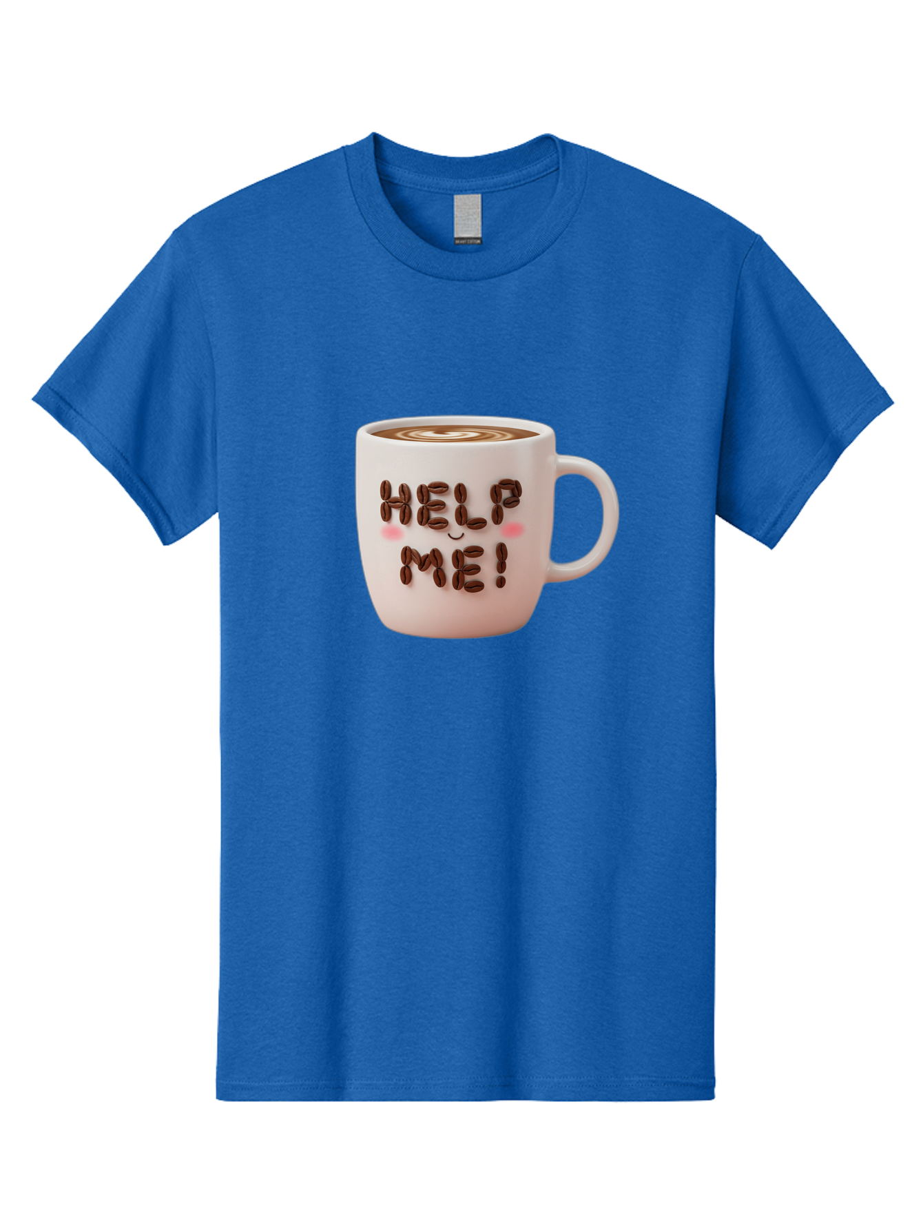 Help-Me-5 Men'S Graphic Tee, 100% Cotton, Comfortable Casual Summer Wear, Machine Washable, Coffee Mug With Coffee Beans Spelling Help Me!, Cute Coffee Cup, Coffee Lover Gift, Coffee Humor, Latte Art, Morning Coffee, Coffee Break Bac045 9