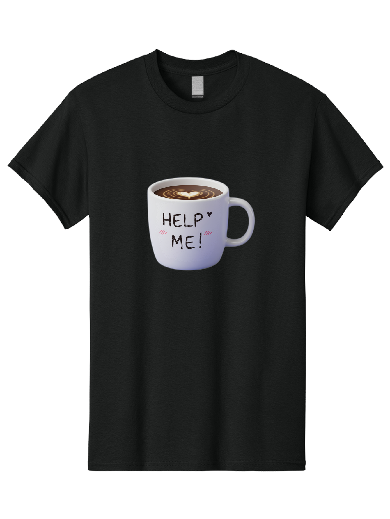 Help-Me-7 Men'S Graphic Tee, 100% Cotton, Comfortable Casual Summer Wear, Machine Washable, Coffee Mug With Heart Design, Coffee Art, 'Help Me' Text, Latte Art, Coffee Culture, Morning Pick-Me-Up, Coffee Love, Daily Grind Bac047 9