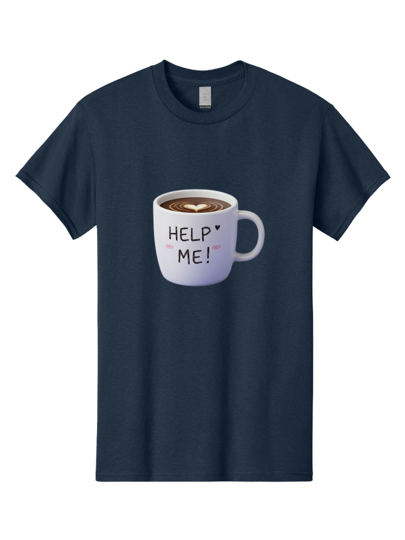 Help-Me-7 Men'S Graphic Tee, 100% Cotton, Comfortable Casual Summer Wear, Machine Washable, Coffee Mug With Heart Design, Coffee Art, 'Help Me' Text, Latte Art, Coffee Culture, Morning Pick-Me-Up, Coffee Love, Daily Grind Bac047 11