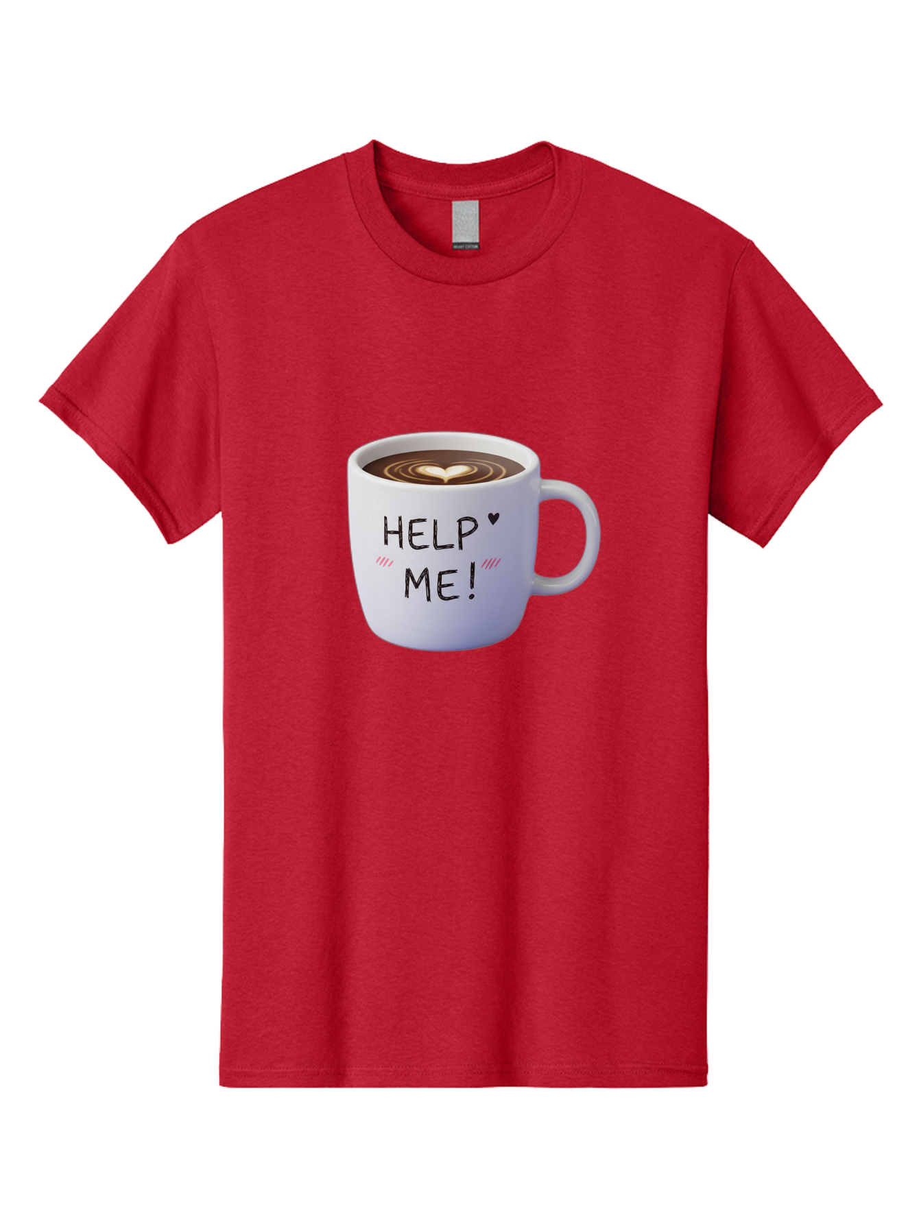 Help-Me-7 Men'S Graphic Tee, 100% Cotton, Comfortable Casual Summer Wear, Machine Washable, Coffee Mug With Heart Design, Coffee Art, 'Help Me' Text, Latte Art, Coffee Culture, Morning Pick-Me-Up, Coffee Love, Daily Grind Bac047 10