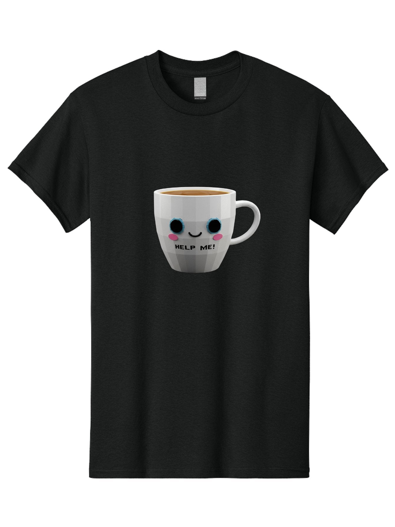 Help-Me-9 Men'S Graphic Tee, 100% Cotton, Comfortable Casual Summer Wear, Machine Washable, Cute Coffee Cup, Cartoon Character, Coffee Break, Funny Design, Animated Mug, Humorous Illustration, Coffee Humor, Cute Design, Coffee Lover Bac049 7