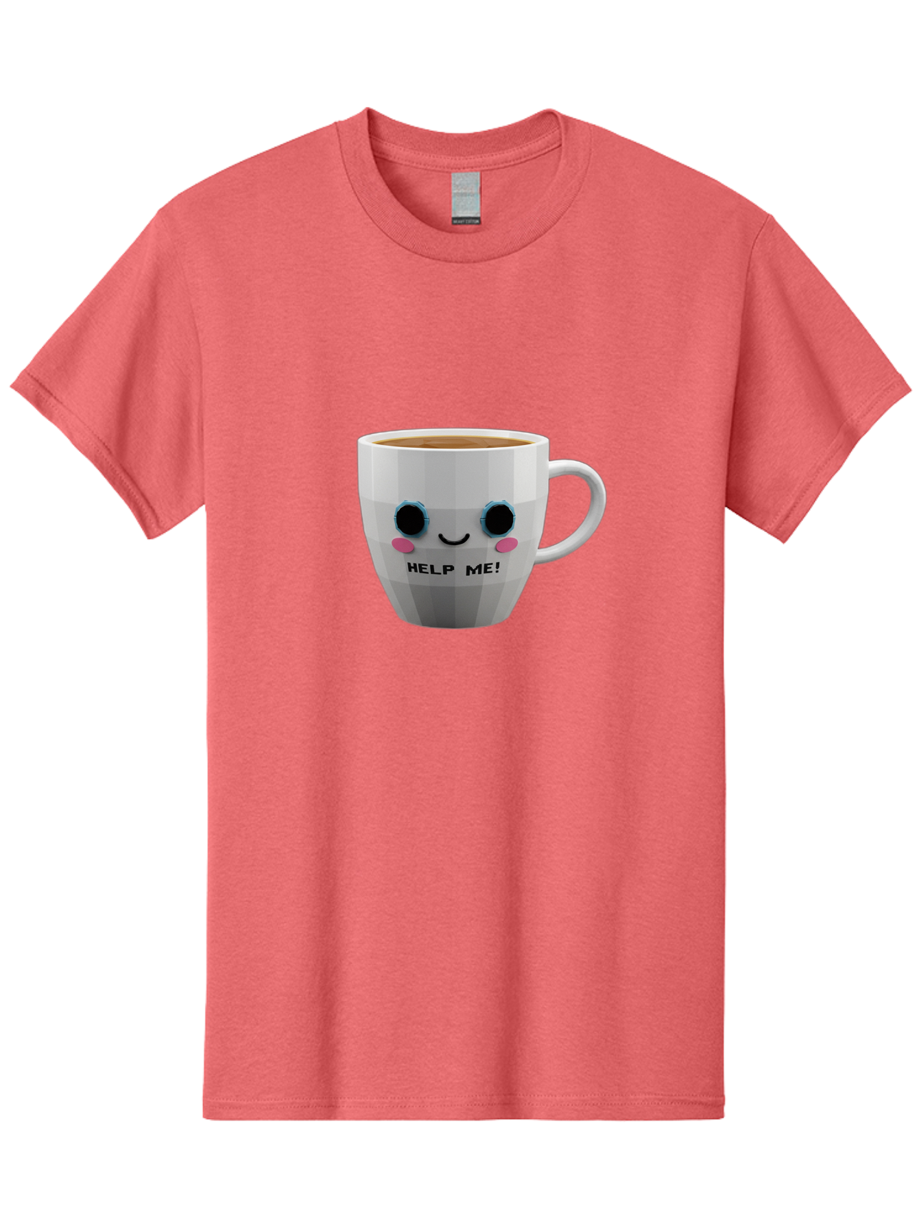 Help-Me-9 Men'S Graphic Tee, 100% Cotton, Comfortable Casual Summer Wear, Machine Washable, Cute Coffee Cup, Cartoon Character, Coffee Break, Funny Design, Animated Mug, Humorous Illustration, Coffee Humor, Cute Design, Coffee Lover Bac049 6