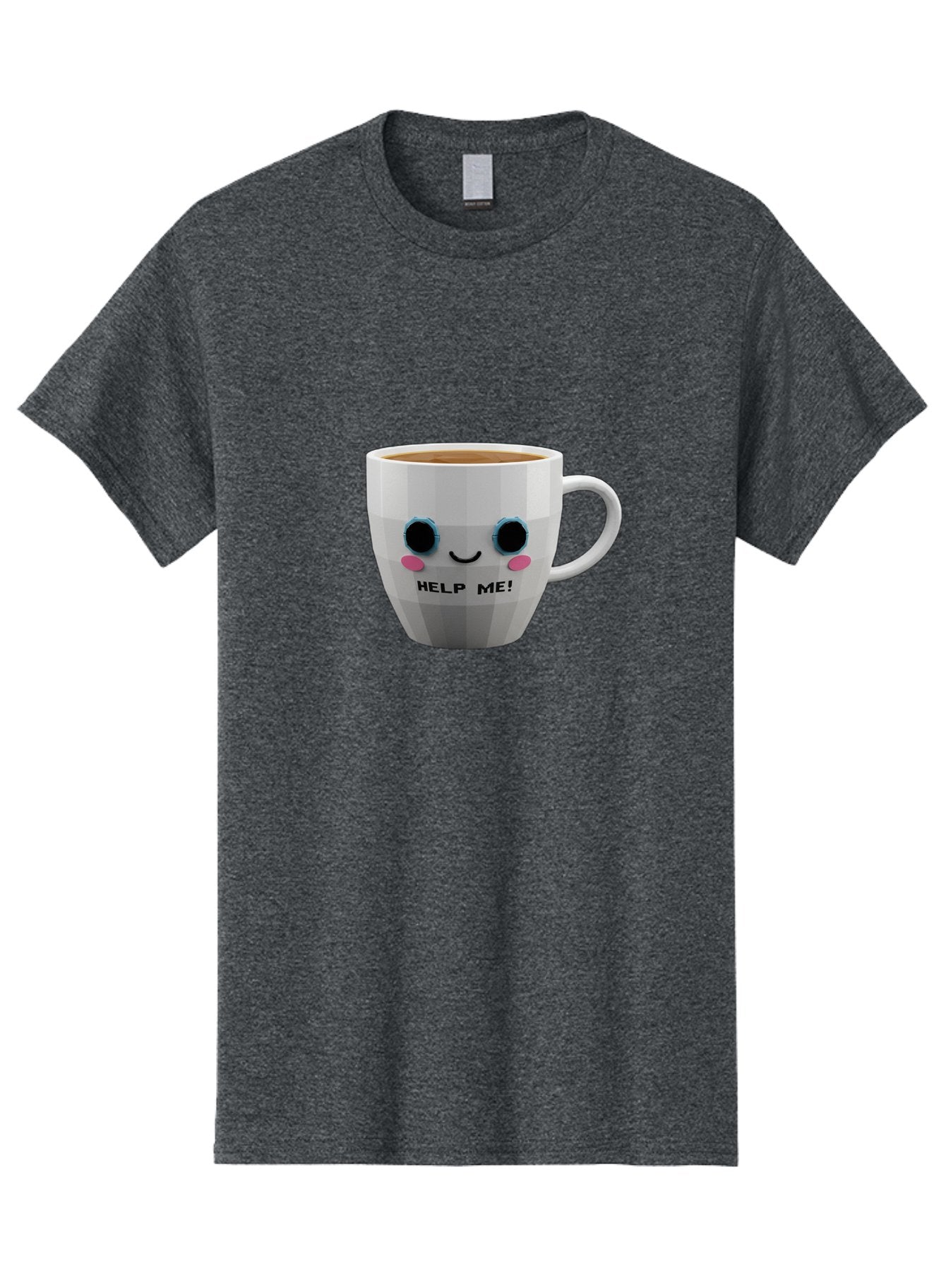 Help-Me-9 Men'S Graphic Tee, 100% Cotton, Comfortable Casual Summer Wear, Machine Washable, Cute Coffee Cup, Cartoon Character, Coffee Break, Funny Design, Animated Mug, Humorous Illustration, Coffee Humor, Cute Design, Coffee Lover Bac049 14