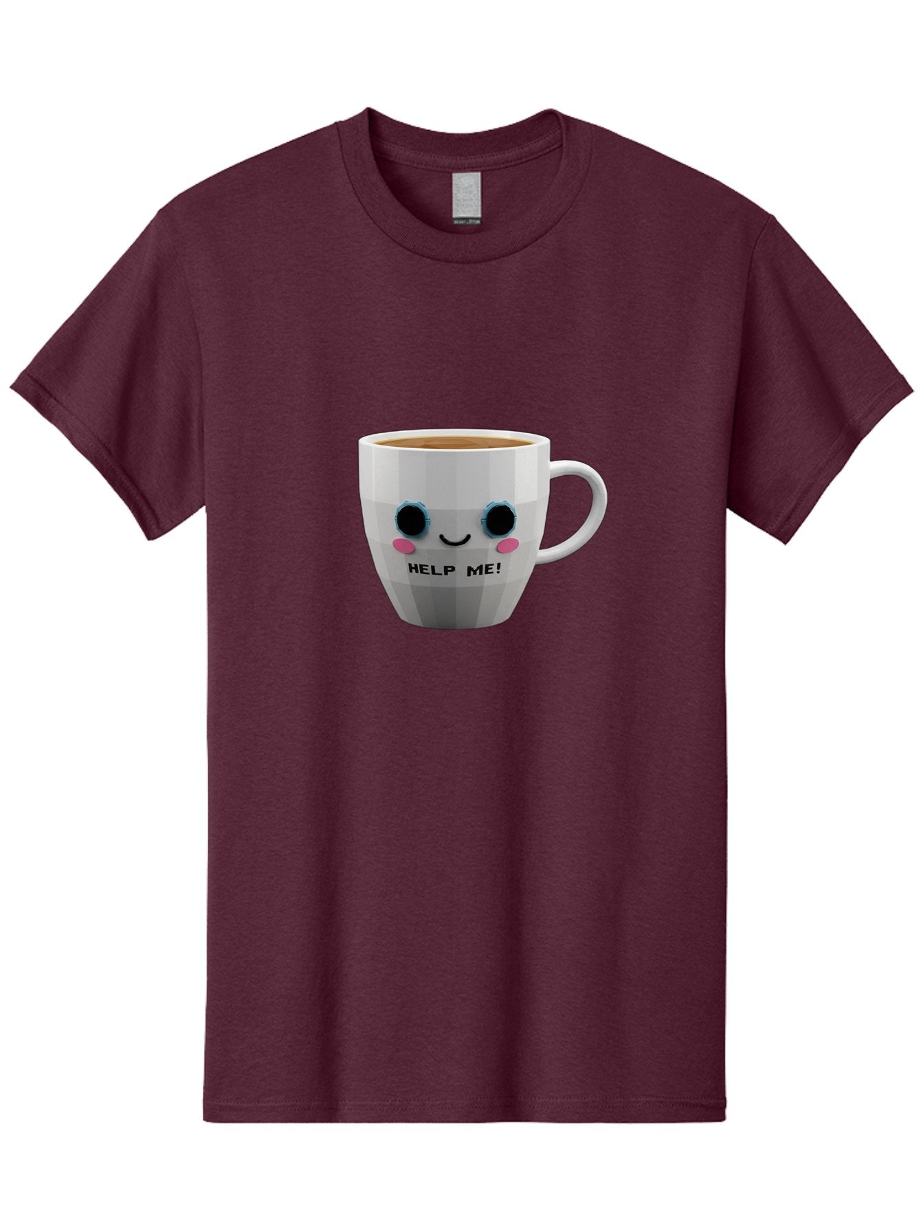 Help-Me-9 Men'S Graphic Tee, 100% Cotton, Comfortable Casual Summer Wear, Machine Washable, Cute Coffee Cup, Cartoon Character, Coffee Break, Funny Design, Animated Mug, Humorous Illustration, Coffee Humor, Cute Design, Coffee Lover Bac049 6