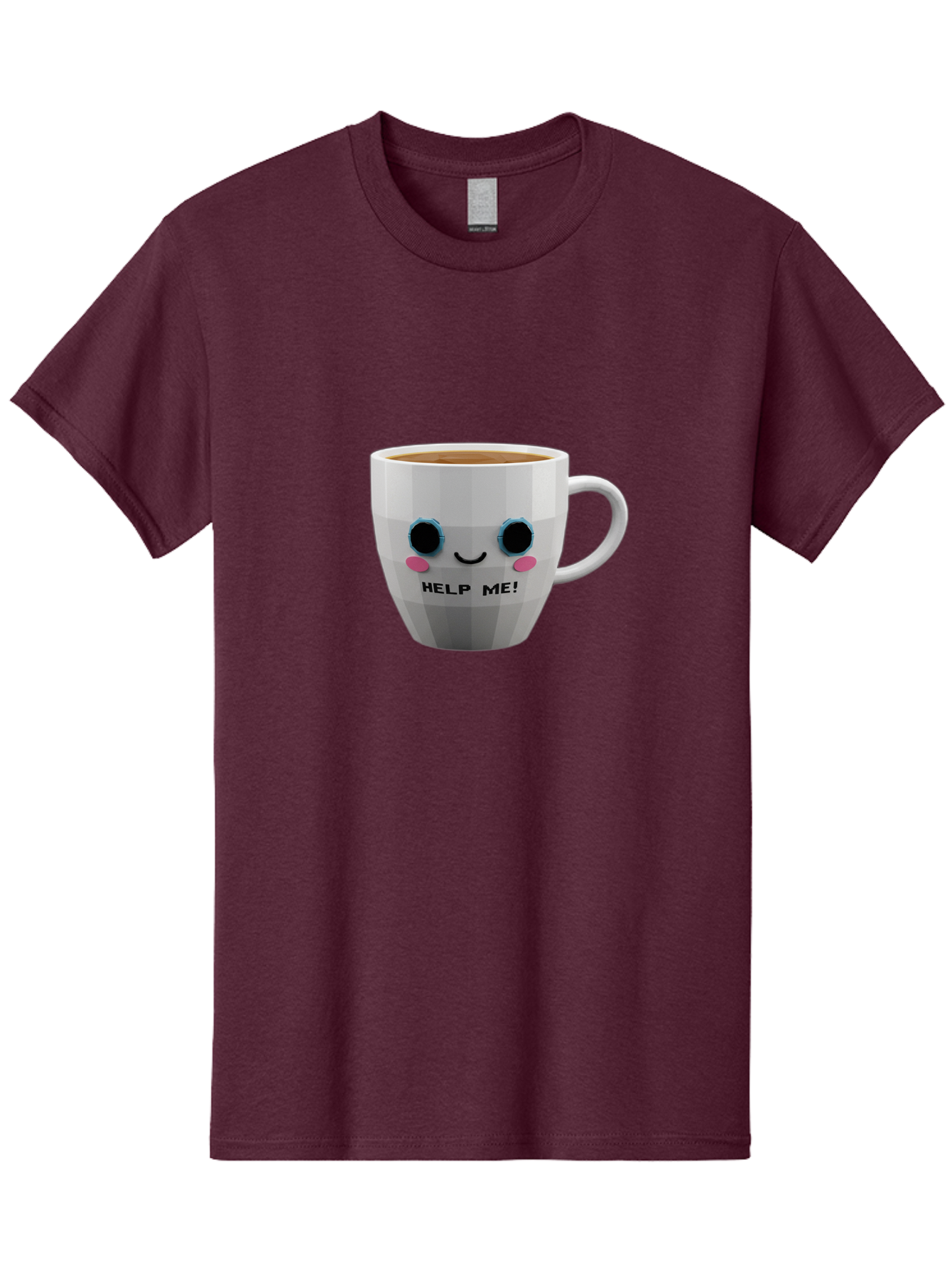 Help-Me-9 Men'S Graphic Tee, 100% Cotton, Comfortable Casual Summer Wear, Machine Washable, Cute Coffee Cup, Cartoon Character, Coffee Break, Funny Design, Animated Mug, Humorous Illustration, Coffee Humor, Cute Design, Coffee Lover Bac049 7