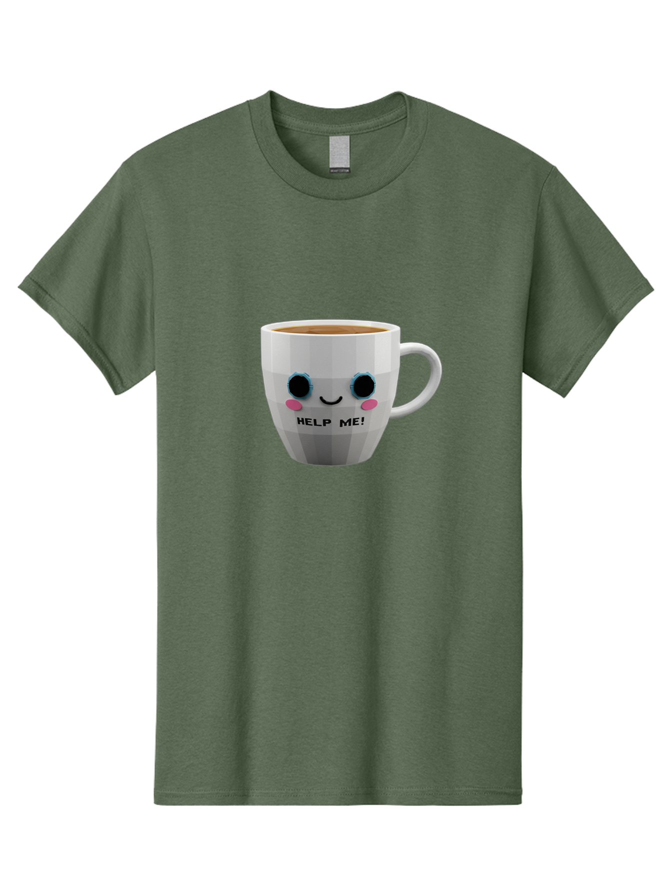Help-Me-9 Men'S Graphic Tee, 100% Cotton, Comfortable Casual Summer Wear, Machine Washable, Cute Coffee Cup, Cartoon Character, Coffee Break, Funny Design, Animated Mug, Humorous Illustration, Coffee Humor, Cute Design, Coffee Lover Bac049 8