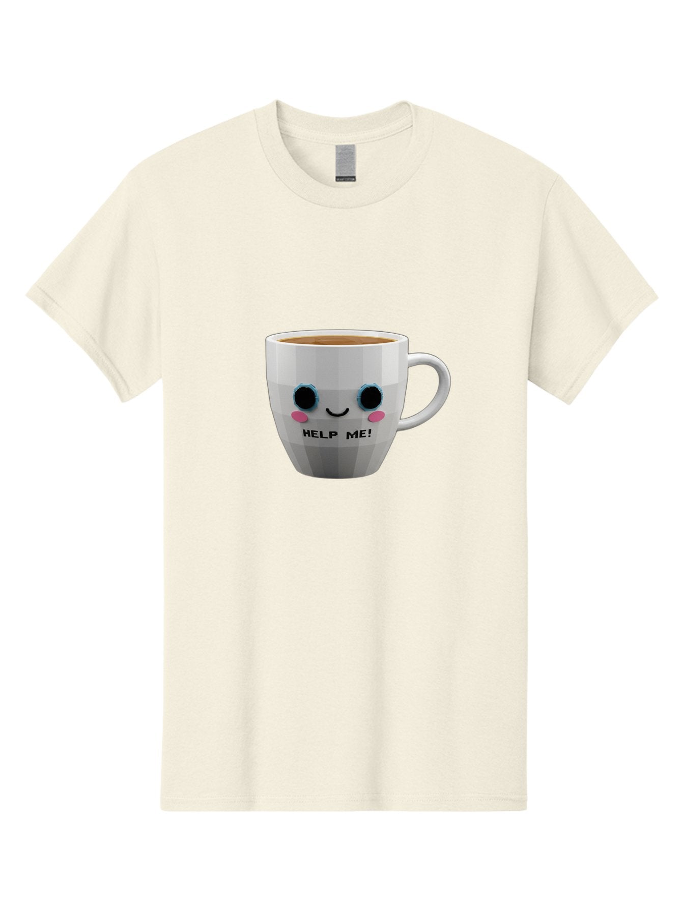 Help-Me-9 Men'S Graphic Tee, 100% Cotton, Comfortable Casual Summer Wear, Machine Washable, Cute Coffee Cup, Cartoon Character, Coffee Break, Funny Design, Animated Mug, Humorous Illustration, Coffee Humor, Cute Design, Coffee Lover Bac049 12
