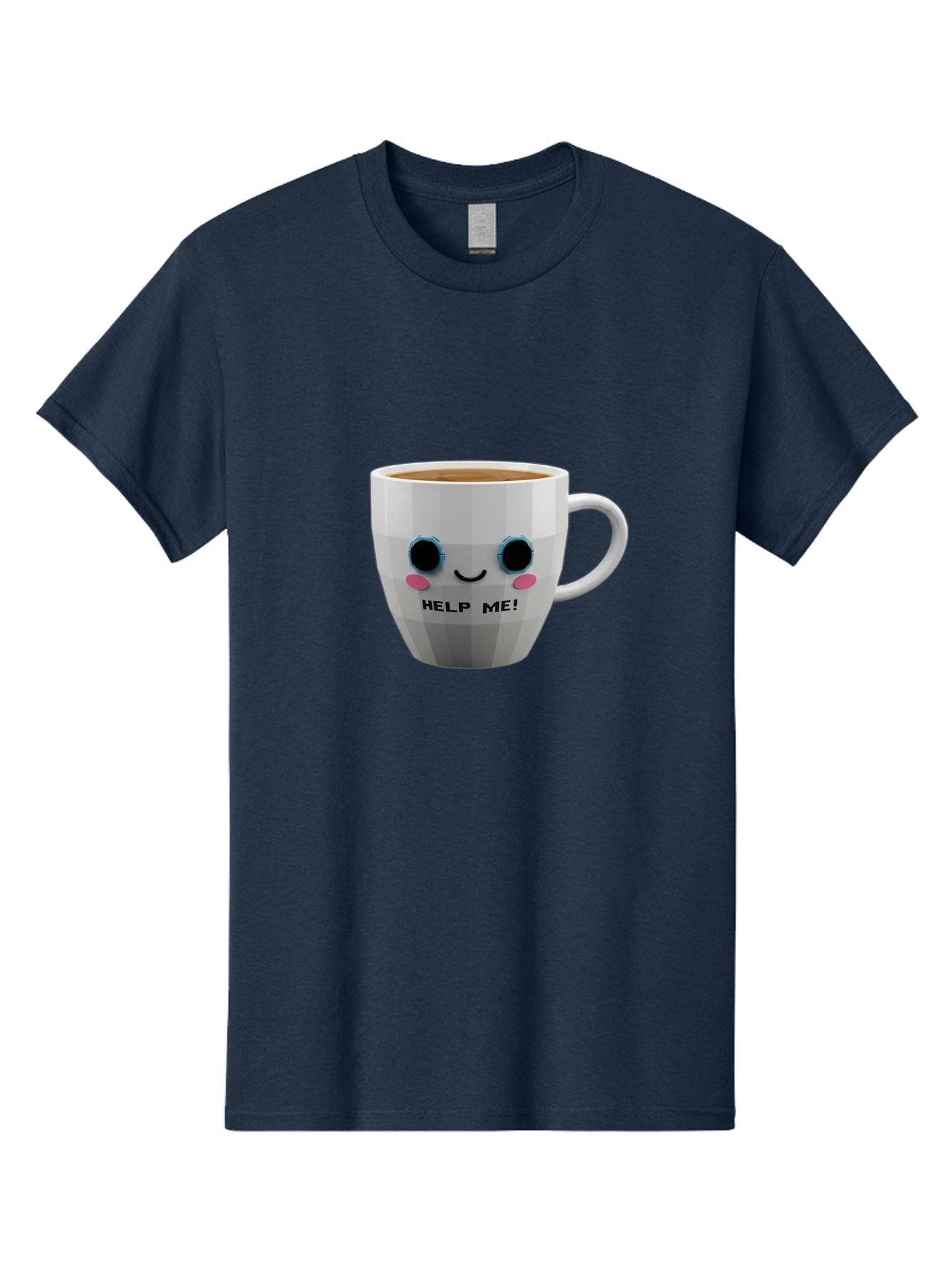 Help-Me-9 Men'S Graphic Tee, 100% Cotton, Comfortable Casual Summer Wear, Machine Washable, Cute Coffee Cup, Cartoon Character, Coffee Break, Funny Design, Animated Mug, Humorous Illustration, Coffee Humor, Cute Design, Coffee Lover Bac049 9