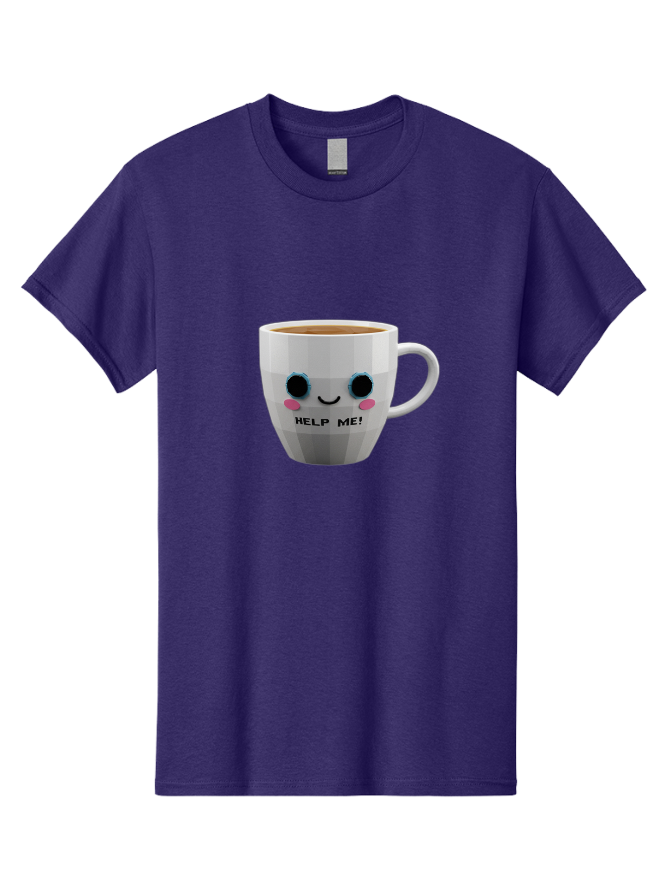 Help-Me-9 Men'S Graphic Tee, 100% Cotton, Comfortable Casual Summer Wear, Machine Washable, Cute Coffee Cup, Cartoon Character, Coffee Break, Funny Design, Animated Mug, Humorous Illustration, Coffee Humor, Cute Design, Coffee Lover Bac049 11