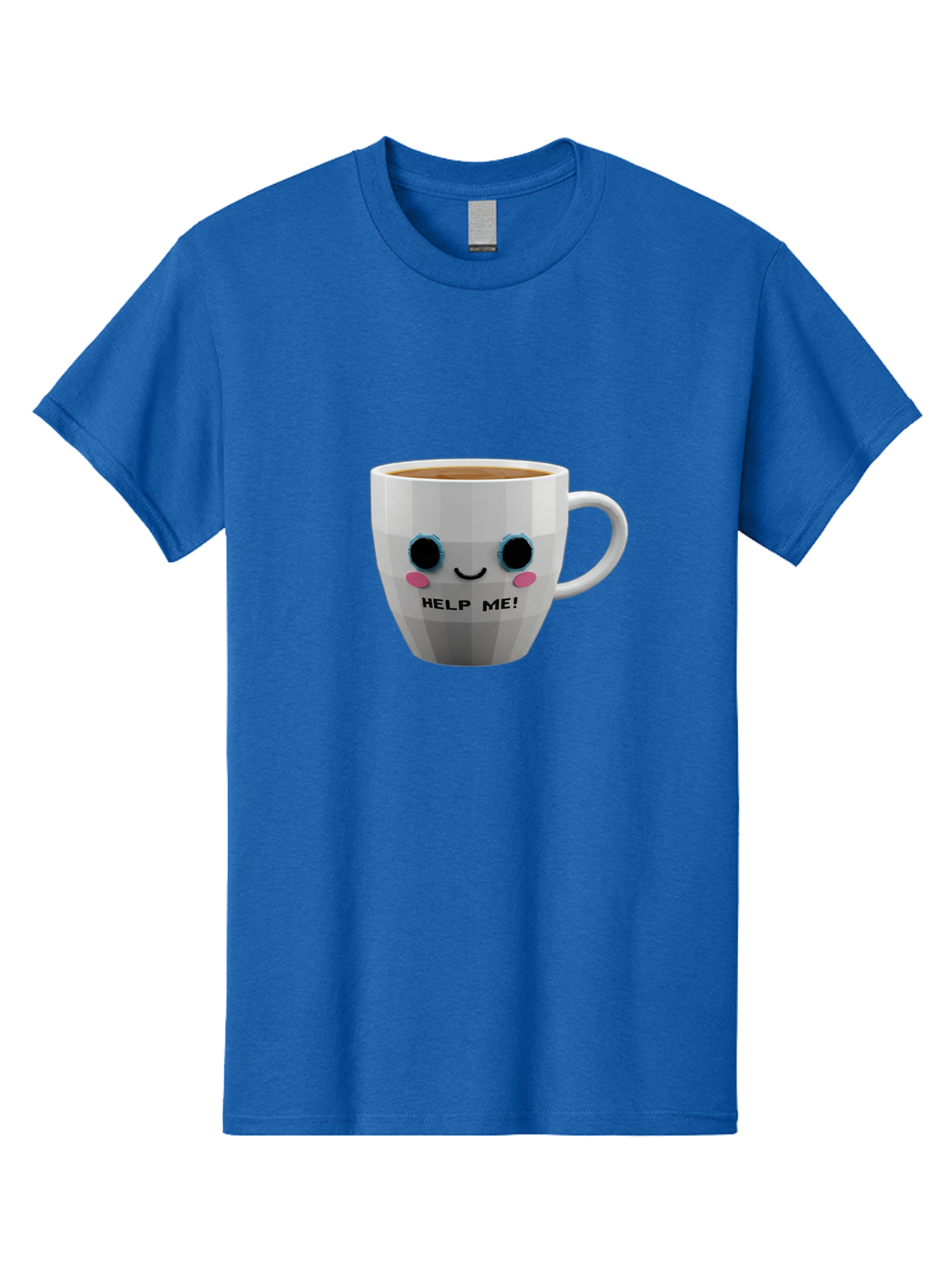 Help-Me-9 Men'S Graphic Tee, 100% Cotton, Comfortable Casual Summer Wear, Machine Washable, Cute Coffee Cup, Cartoon Character, Coffee Break, Funny Design, Animated Mug, Humorous Illustration, Coffee Humor, Cute Design, Coffee Lover Bac049 12