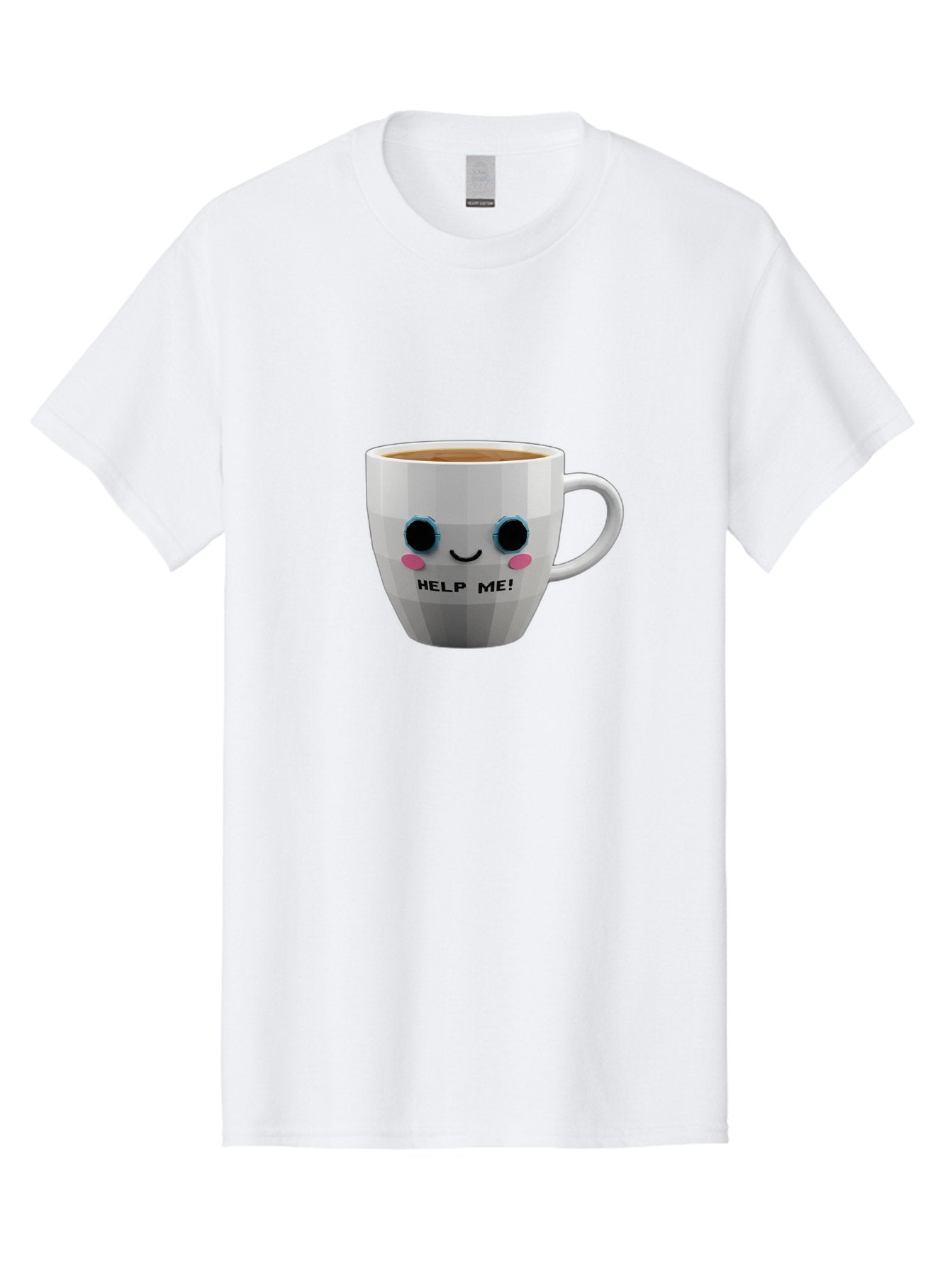 Help-Me-9 Men'S Graphic Tee, 100% Cotton, Comfortable Casual Summer Wear, Machine Washable, Cute Coffee Cup, Cartoon Character, Coffee Break, Funny Design, Animated Mug, Humorous Illustration, Coffee Humor, Cute Design, Coffee Lover Bac049 11