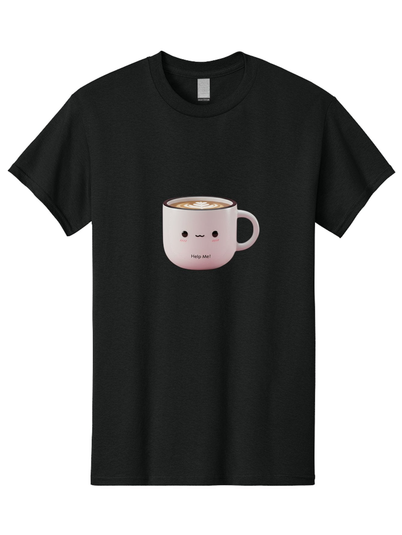 Help-Me-Coffee Men'S Graphic Tee, 100% Cotton, Comfortable Casual Summer Wear, Machine Washable, Cute Coffee Mug, Latte Art, Cartoon Character, Humorous Design, Coffee Lover, Funny Mug, Adorable Design, Coffee Culture, Help Me! Bac051 10