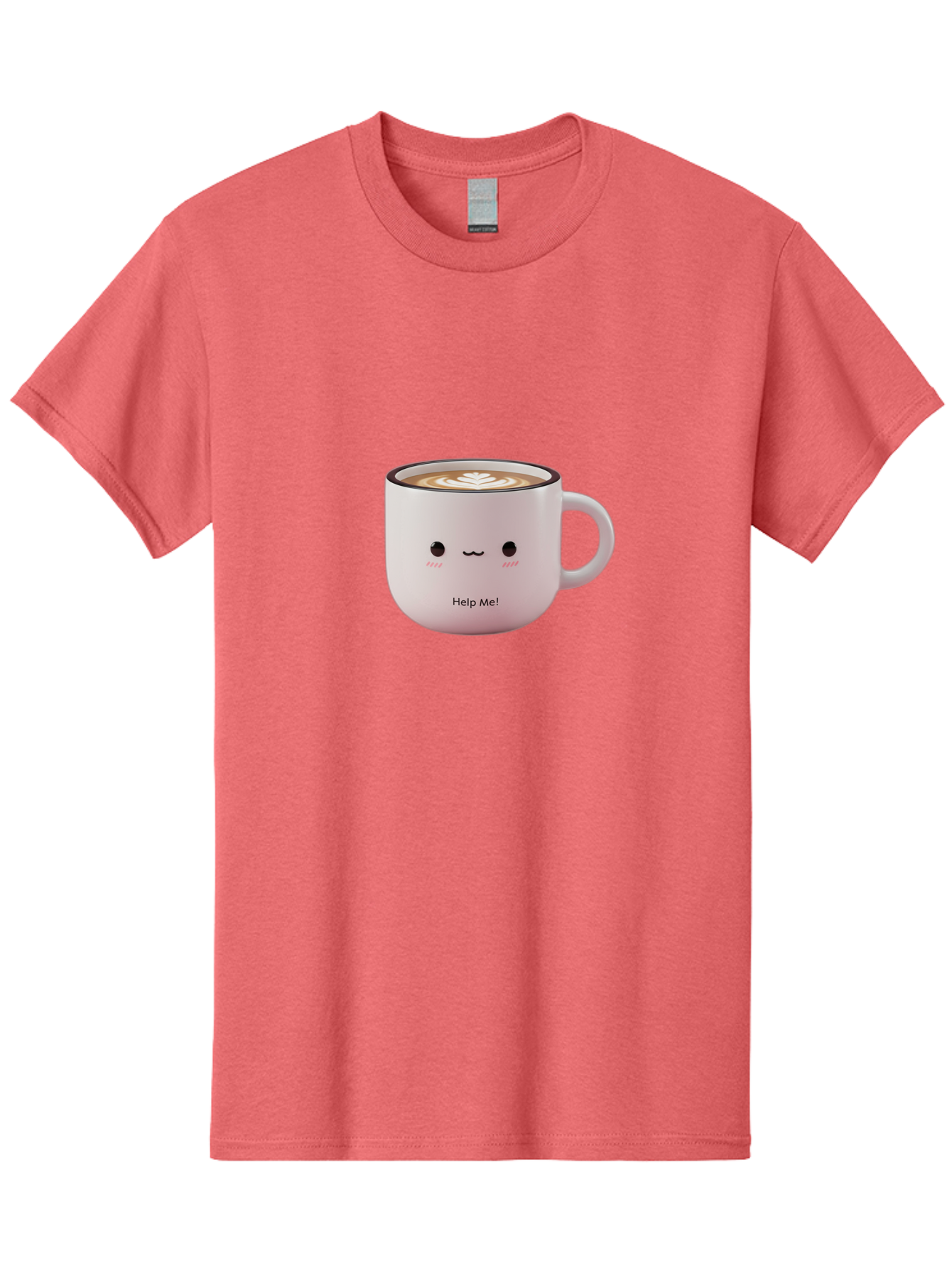Help-Me-Coffee Men'S Graphic Tee, 100% Cotton, Comfortable Casual Summer Wear, Machine Washable, Cute Coffee Mug, Latte Art, Cartoon Character, Humorous Design, Coffee Lover, Funny Mug, Adorable Design, Coffee Culture, Help Me! Bac051 8