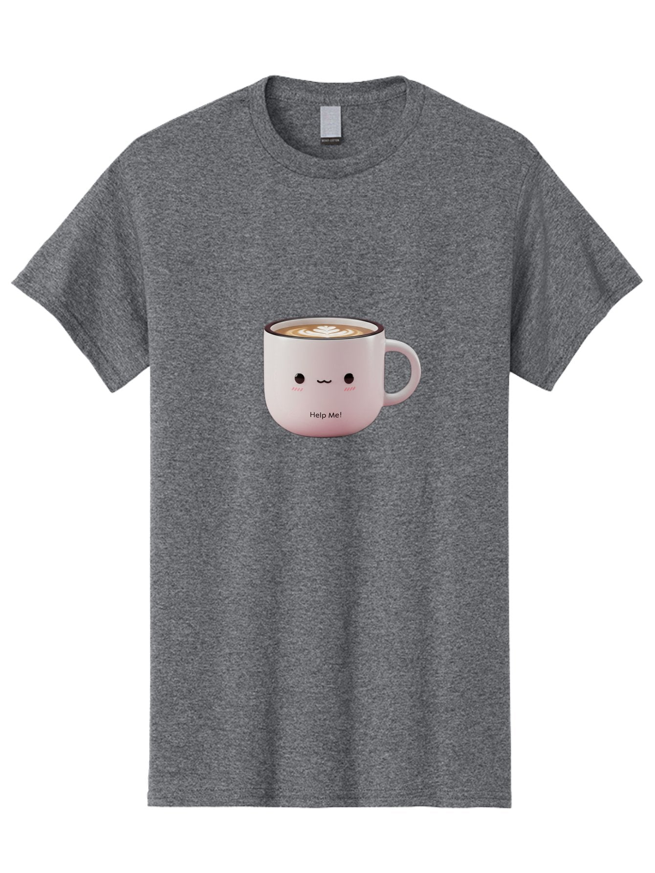 Help-Me-Coffee Men'S Graphic Tee, 100% Cotton, Comfortable Casual Summer Wear, Machine Washable, Cute Coffee Mug, Latte Art, Cartoon Character, Humorous Design, Coffee Lover, Funny Mug, Adorable Design, Coffee Culture, Help Me! Bac051 9