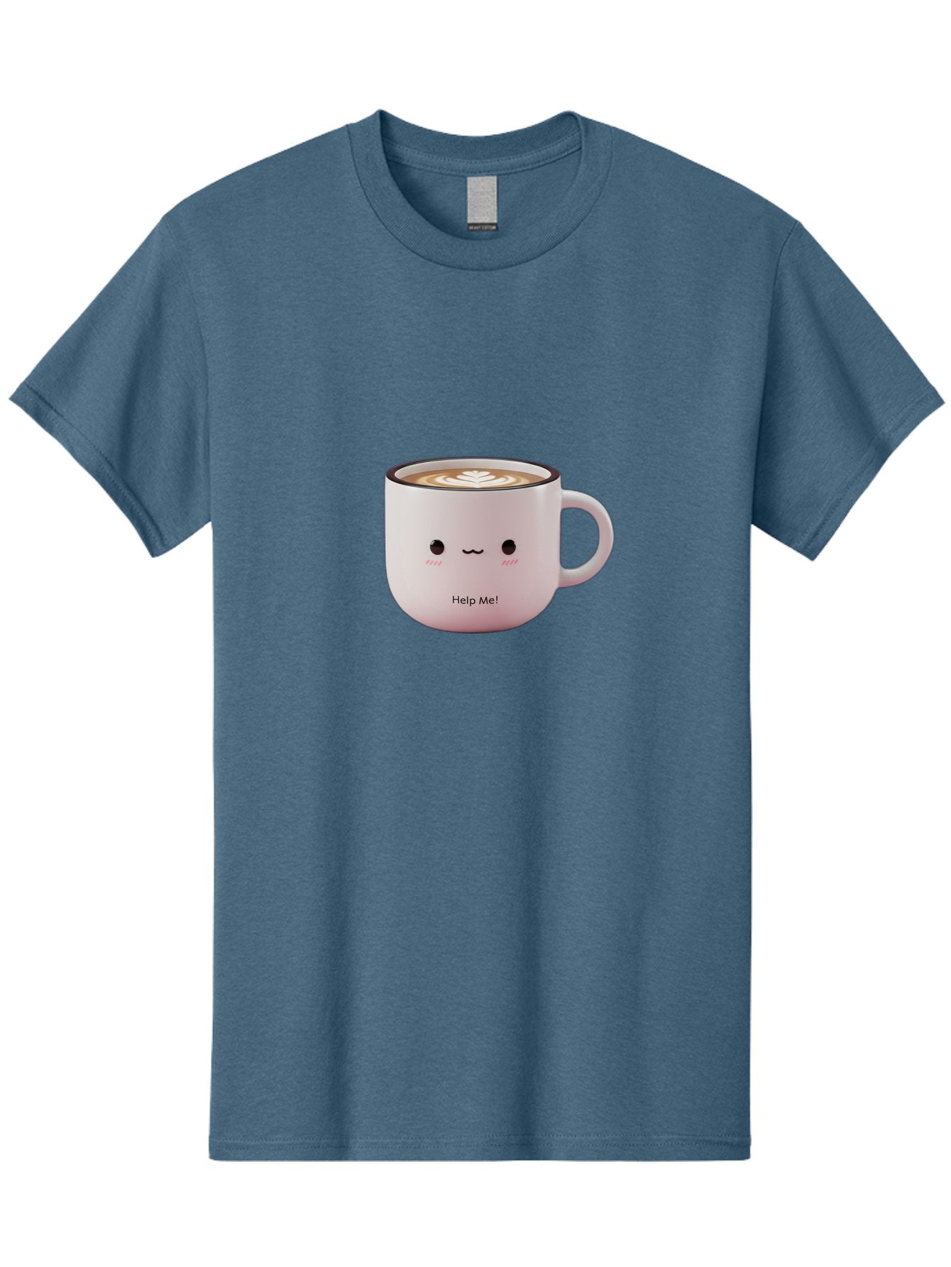 Help-Me-Coffee Men'S Graphic Tee, 100% Cotton, Comfortable Casual Summer Wear, Machine Washable, Cute Coffee Mug, Latte Art, Cartoon Character, Humorous Design, Coffee Lover, Funny Mug, Adorable Design, Coffee Culture, Help Me! Bac051 15