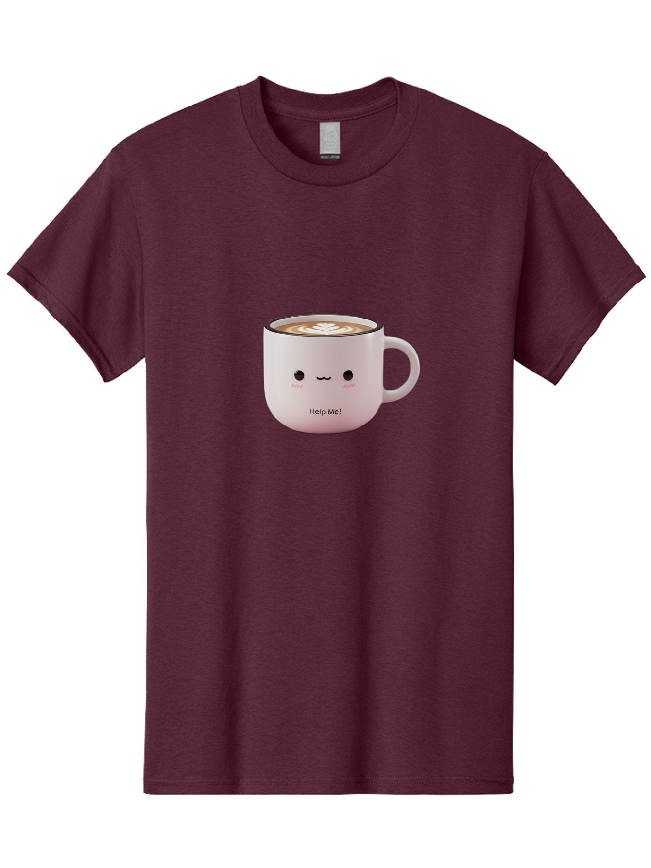 Help-Me-Coffee Men'S Graphic Tee, 100% Cotton, Comfortable Casual Summer Wear, Machine Washable, Cute Coffee Mug, Latte Art, Cartoon Character, Humorous Design, Coffee Lover, Funny Mug, Adorable Design, Coffee Culture, Help Me! Bac051 6