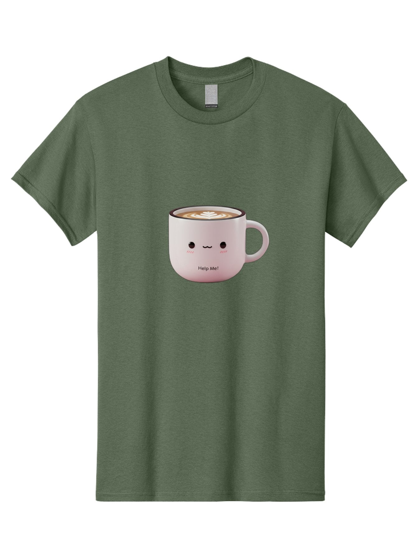 Help-Me-Coffee Men'S Graphic Tee, 100% Cotton, Comfortable Casual Summer Wear, Machine Washable, Cute Coffee Mug, Latte Art, Cartoon Character, Humorous Design, Coffee Lover, Funny Mug, Adorable Design, Coffee Culture, Help Me! Bac051 7