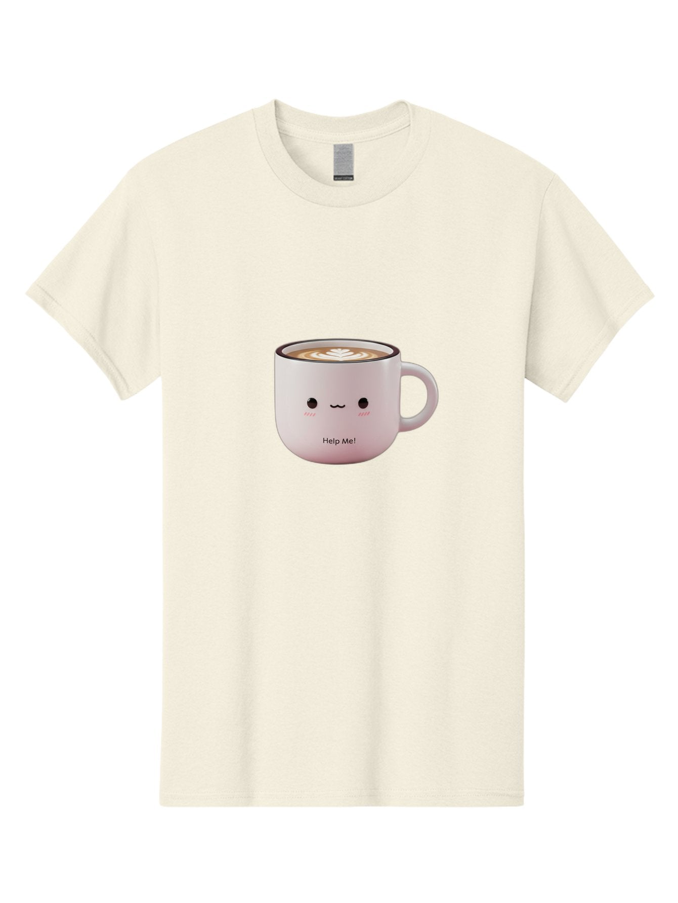 Help-Me-Coffee Men'S Graphic Tee, 100% Cotton, Comfortable Casual Summer Wear, Machine Washable, Cute Coffee Mug, Latte Art, Cartoon Character, Humorous Design, Coffee Lover, Funny Mug, Adorable Design, Coffee Culture, Help Me! Bac051 8