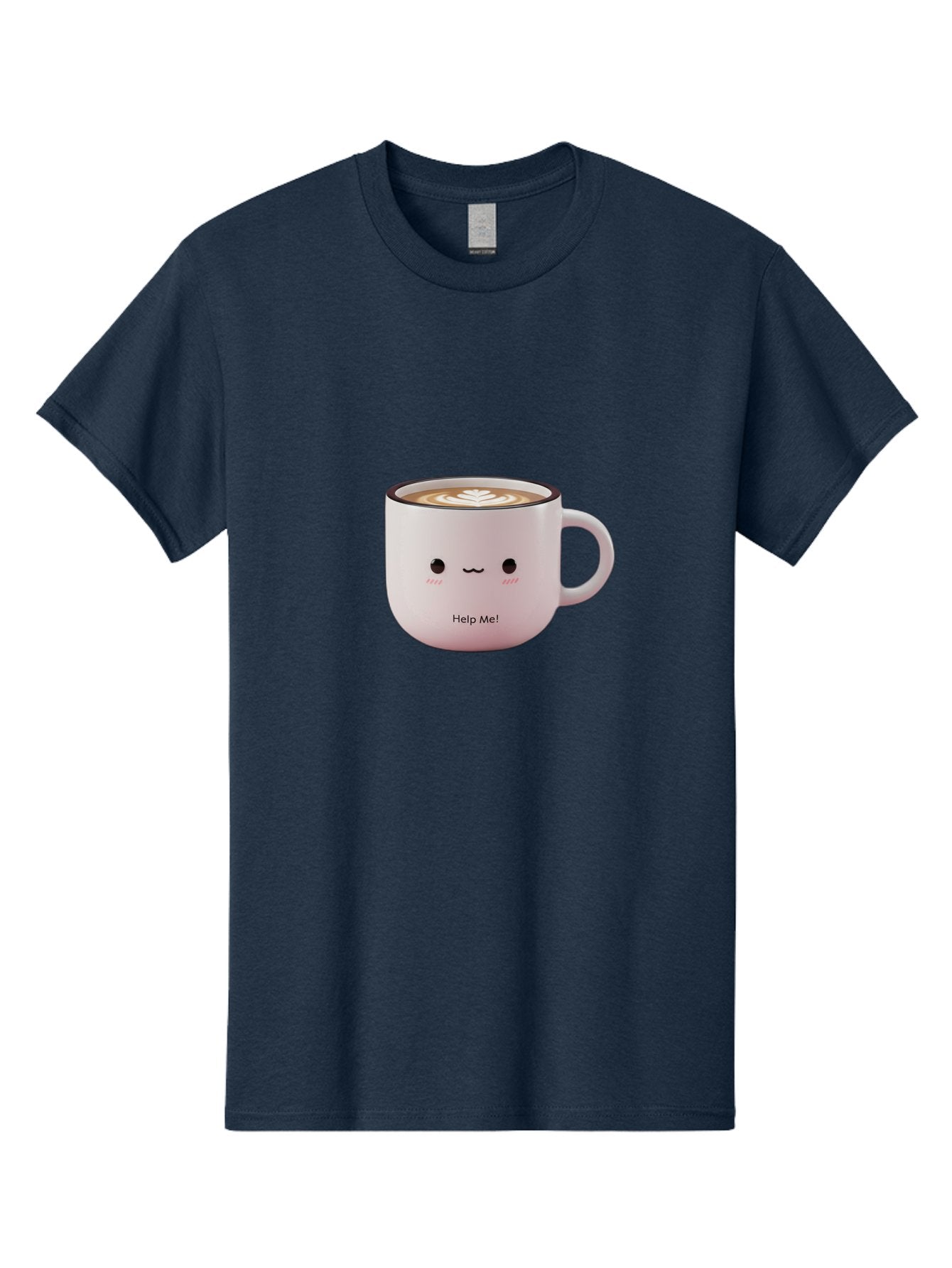 Help-Me-Coffee Men'S Graphic Tee, 100% Cotton, Comfortable Casual Summer Wear, Machine Washable, Cute Coffee Mug, Latte Art, Cartoon Character, Humorous Design, Coffee Lover, Funny Mug, Adorable Design, Coffee Culture, Help Me! Bac051 11