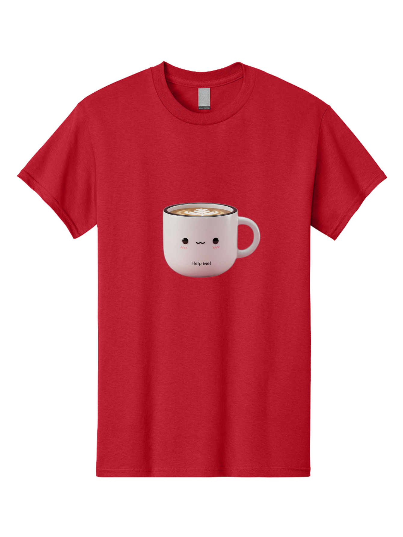 Help-Me-Coffee Men'S Graphic Tee, 100% Cotton, Comfortable Casual Summer Wear, Machine Washable, Cute Coffee Mug, Latte Art, Cartoon Character, Humorous Design, Coffee Lover, Funny Mug, Adorable Design, Coffee Culture, Help Me! Bac051 11
