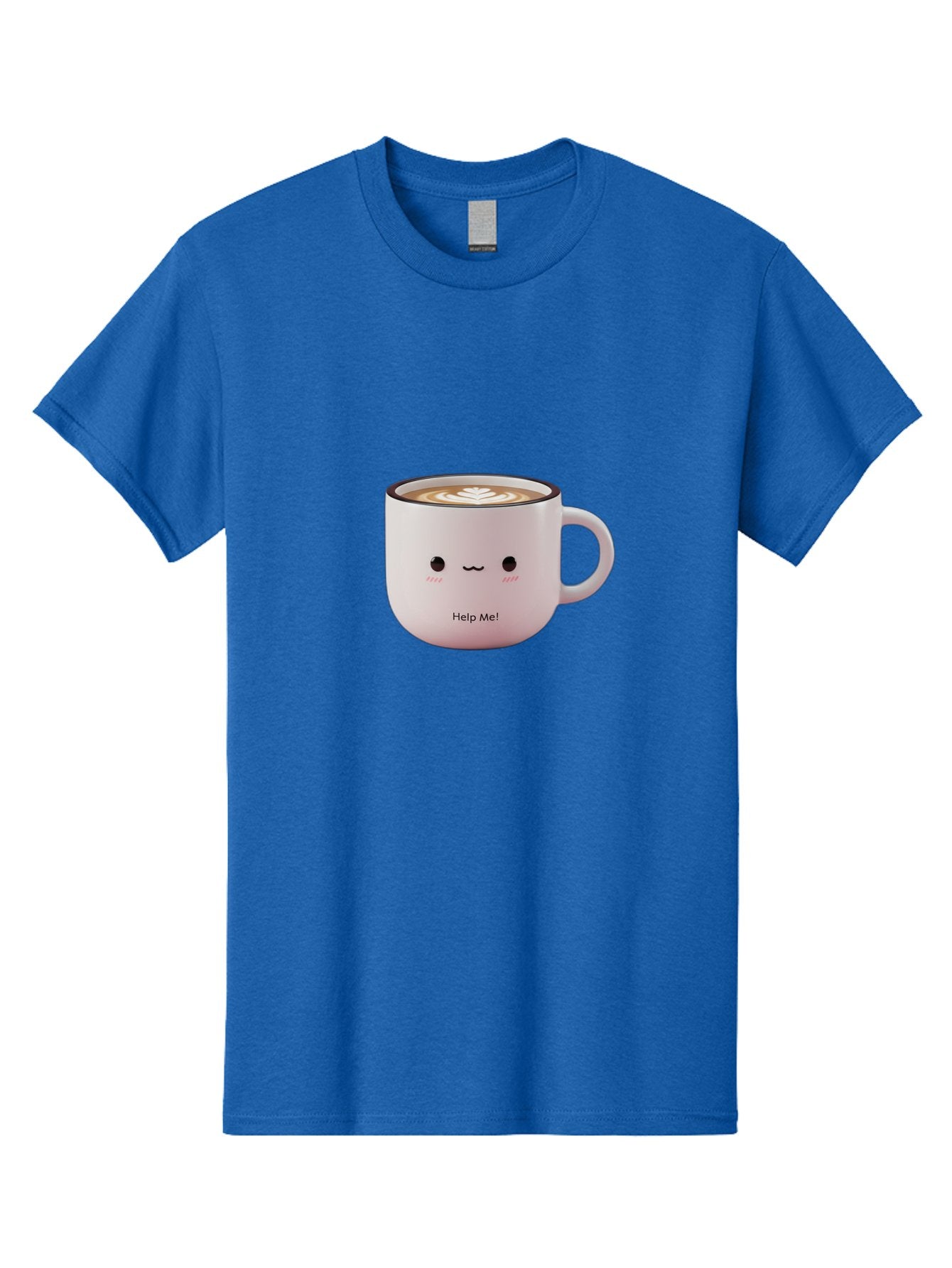 Help-Me-Coffee Men'S Graphic Tee, 100% Cotton, Comfortable Casual Summer Wear, Machine Washable, Cute Coffee Mug, Latte Art, Cartoon Character, Humorous Design, Coffee Lover, Funny Mug, Adorable Design, Coffee Culture, Help Me! Bac051 12