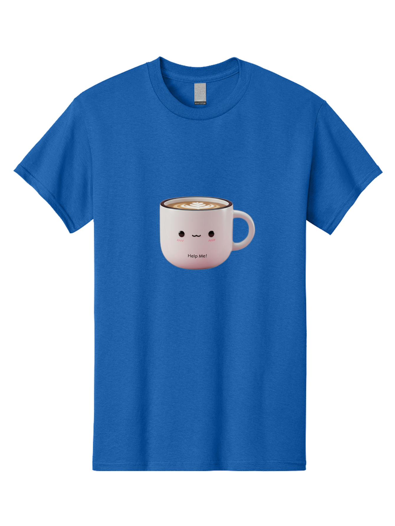 Help-Me-Coffee Men'S Graphic Tee, 100% Cotton, Comfortable Casual Summer Wear, Machine Washable, Cute Coffee Mug, Latte Art, Cartoon Character, Humorous Design, Coffee Lover, Funny Mug, Adorable Design, Coffee Culture, Help Me! Bac051 3