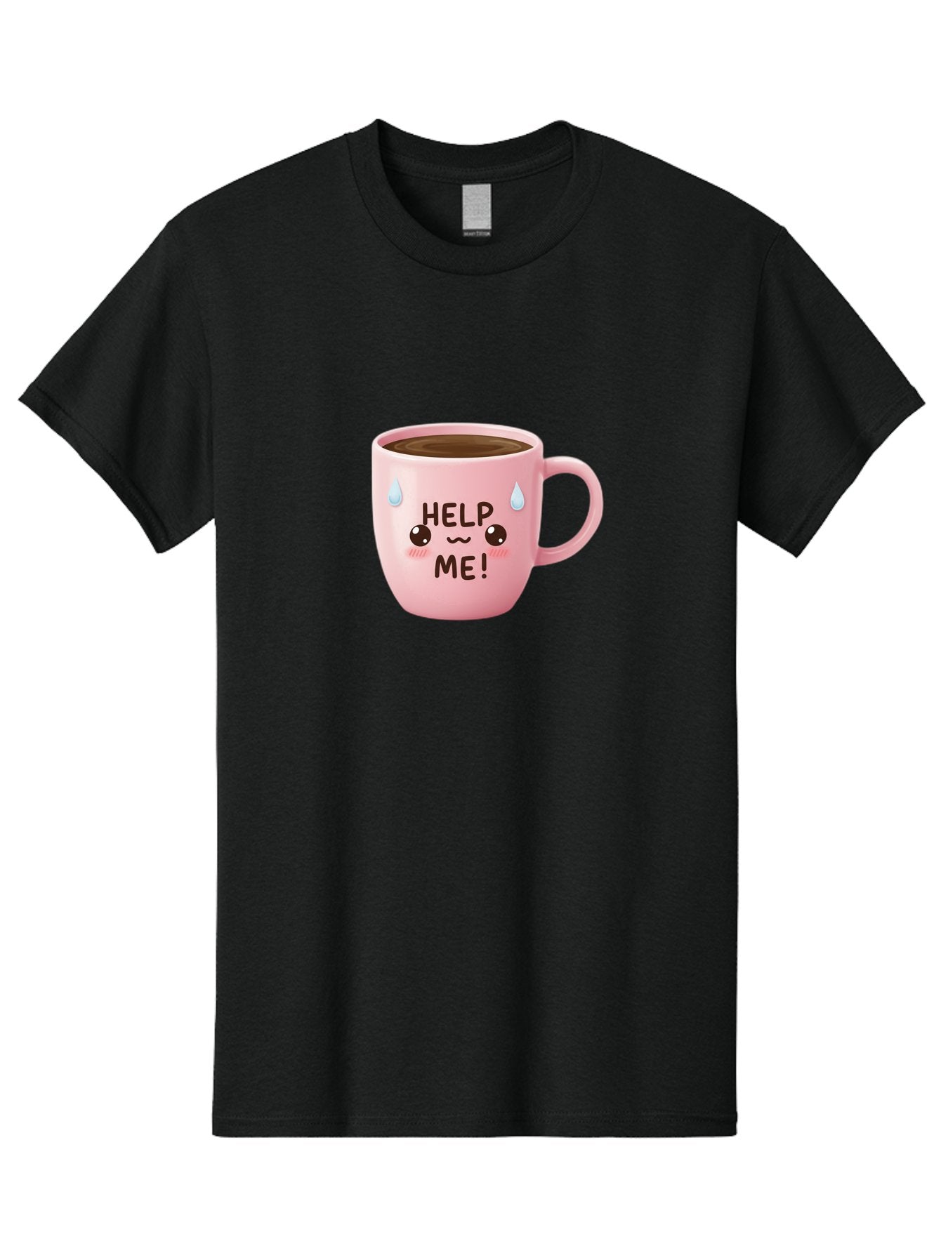 Help-Me Men'S Graphic Tee, 100% Cotton, Comfortable Casual Summer Wear, Machine Washable, Cute Coffee Mug, Cartoon Coffee, Funny Coffee, Kawaii Coffee, Coffee Humor, Coffee Meme, Coffee Culture, Coffee Love Bac053 8