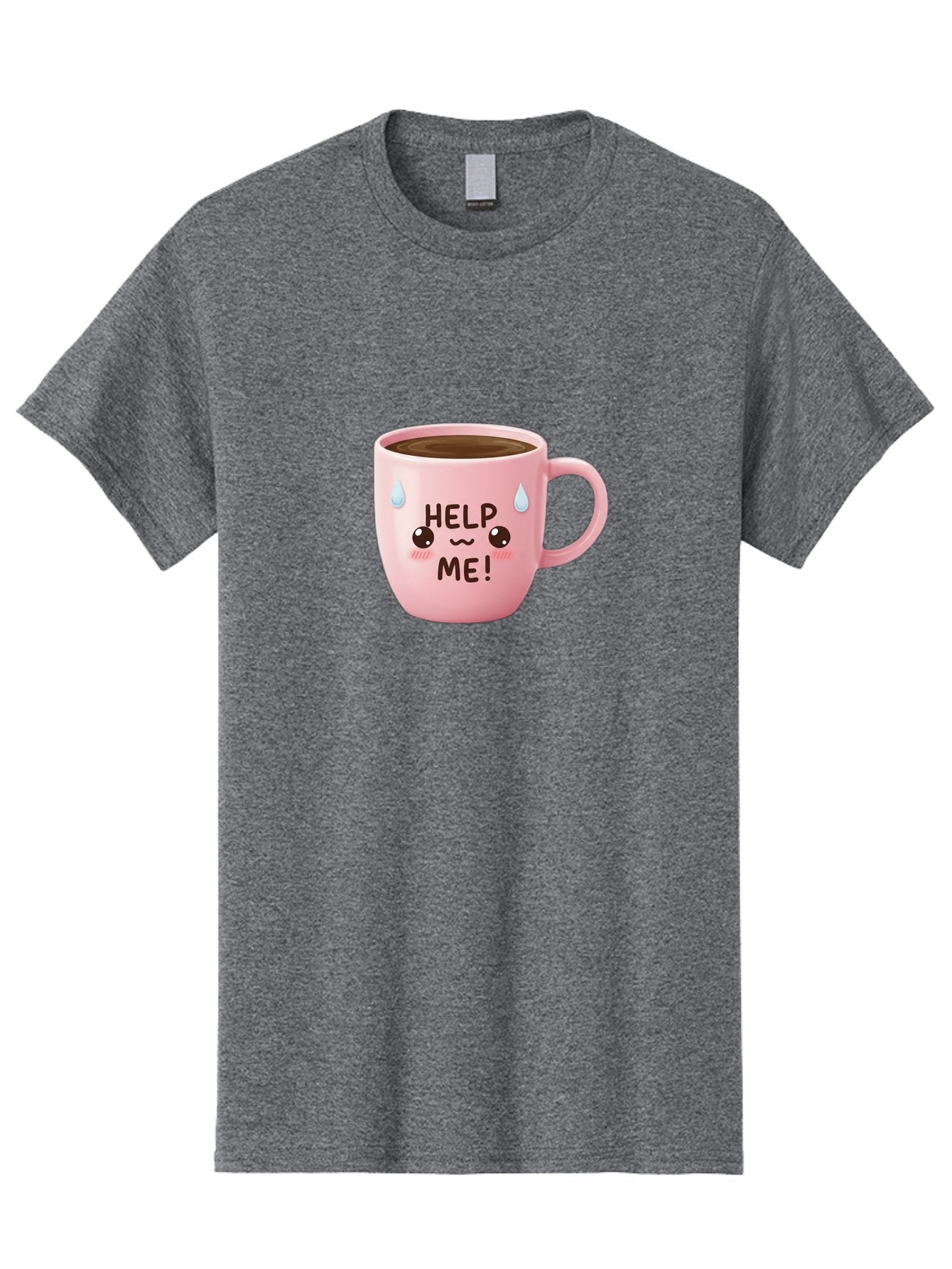 Help-Me Men'S Graphic Tee, 100% Cotton, Comfortable Casual Summer Wear, Machine Washable, Cute Coffee Mug, Cartoon Coffee, Funny Coffee, Kawaii Coffee, Coffee Humor, Coffee Meme, Coffee Culture, Coffee Love Bac053 9