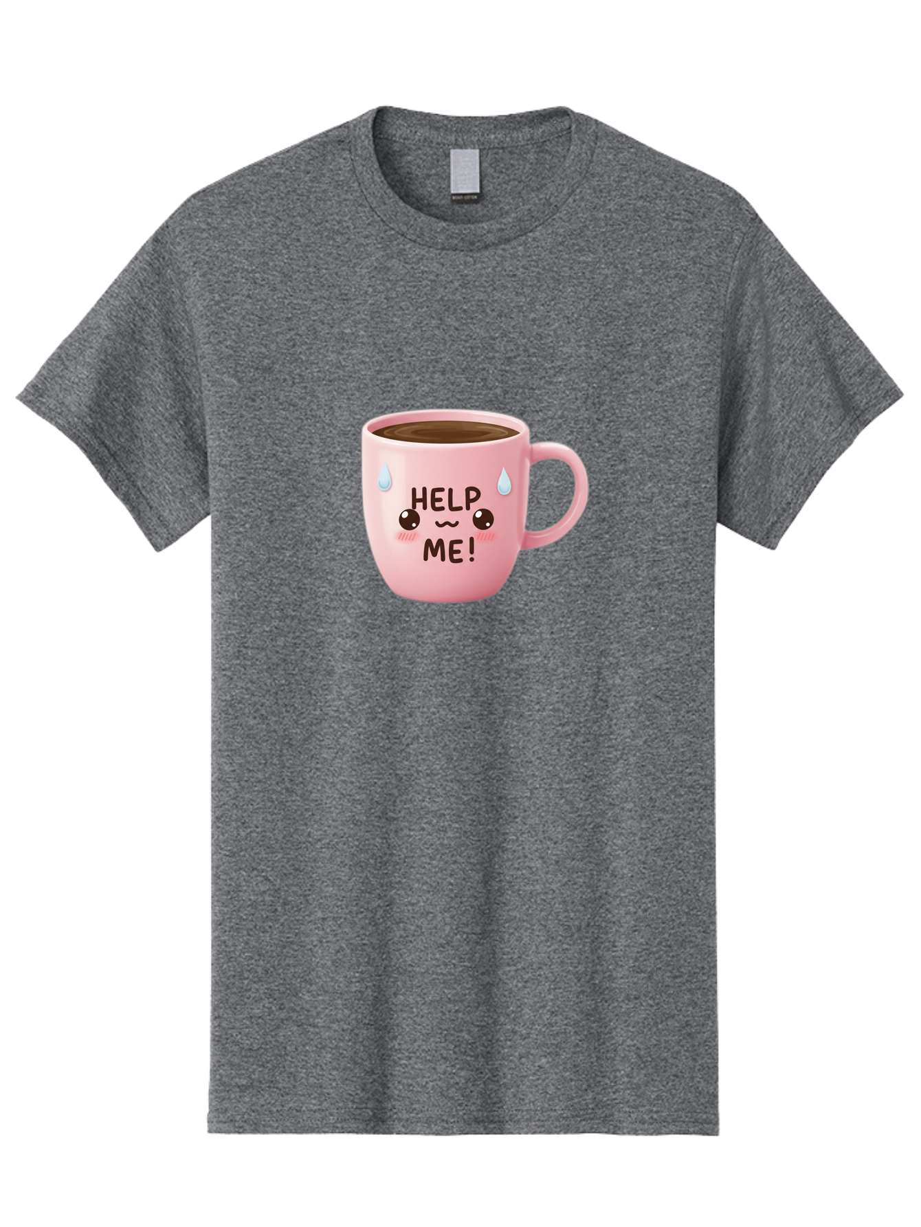 Help-Me Men'S Graphic Tee, 100% Cotton, Comfortable Casual Summer Wear, Machine Washable, Cute Coffee Mug, Cartoon Coffee, Funny Coffee, Kawaii Coffee, Coffee Humor, Coffee Meme, Coffee Culture, Coffee Love Bac053 5