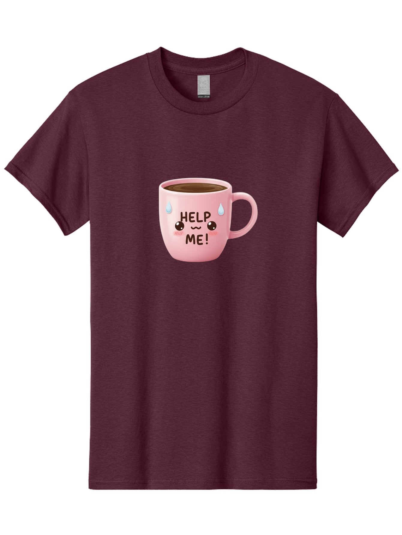Help-Me Men'S Graphic Tee, 100% Cotton, Comfortable Casual Summer Wear, Machine Washable, Cute Coffee Mug, Cartoon Coffee, Funny Coffee, Kawaii Coffee, Coffee Humor, Coffee Meme, Coffee Culture, Coffee Love Bac053 15