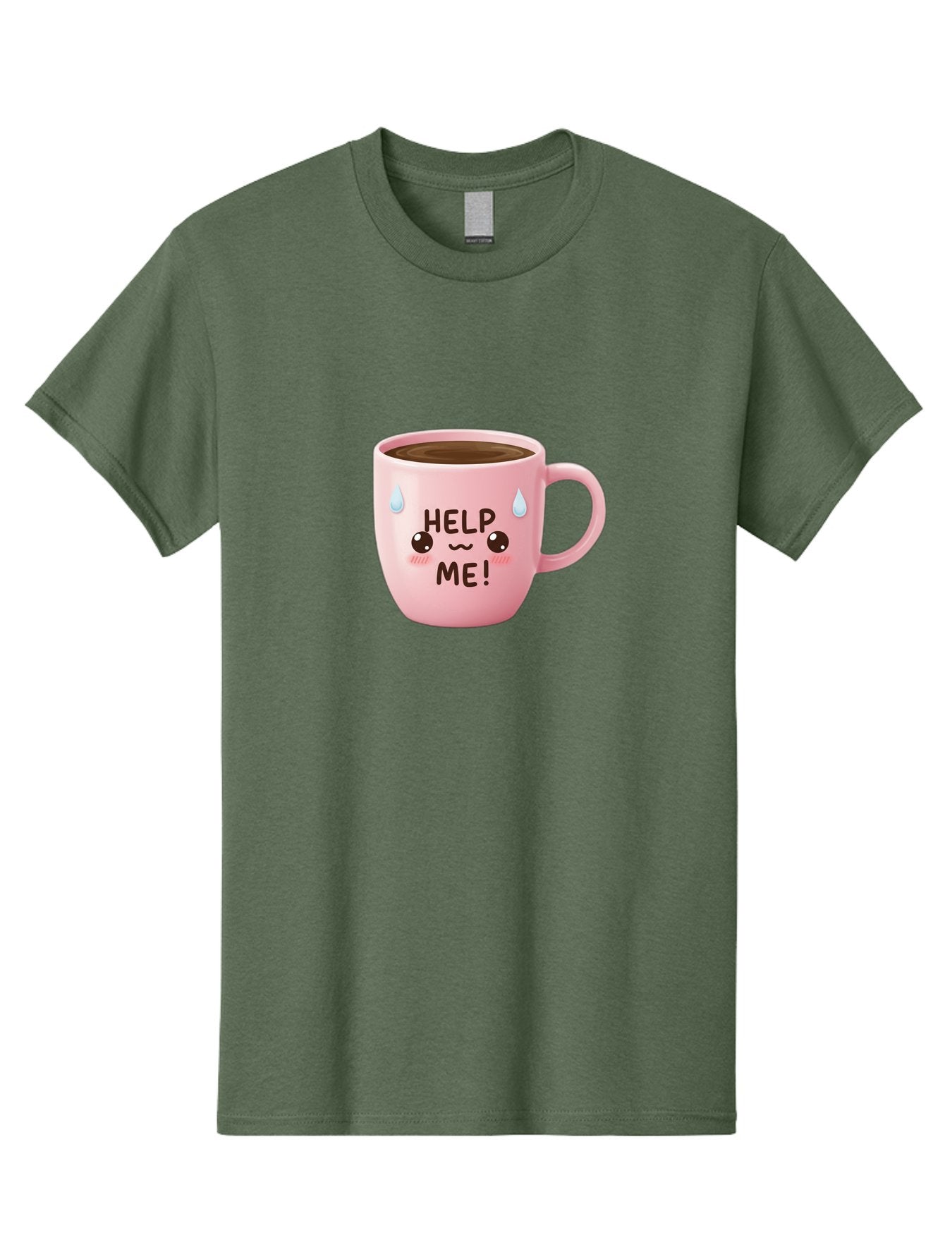 Help-Me Men'S Graphic Tee, 100% Cotton, Comfortable Casual Summer Wear, Machine Washable, Cute Coffee Mug, Cartoon Coffee, Funny Coffee, Kawaii Coffee, Coffee Humor, Coffee Meme, Coffee Culture, Coffee Love Bac053 4