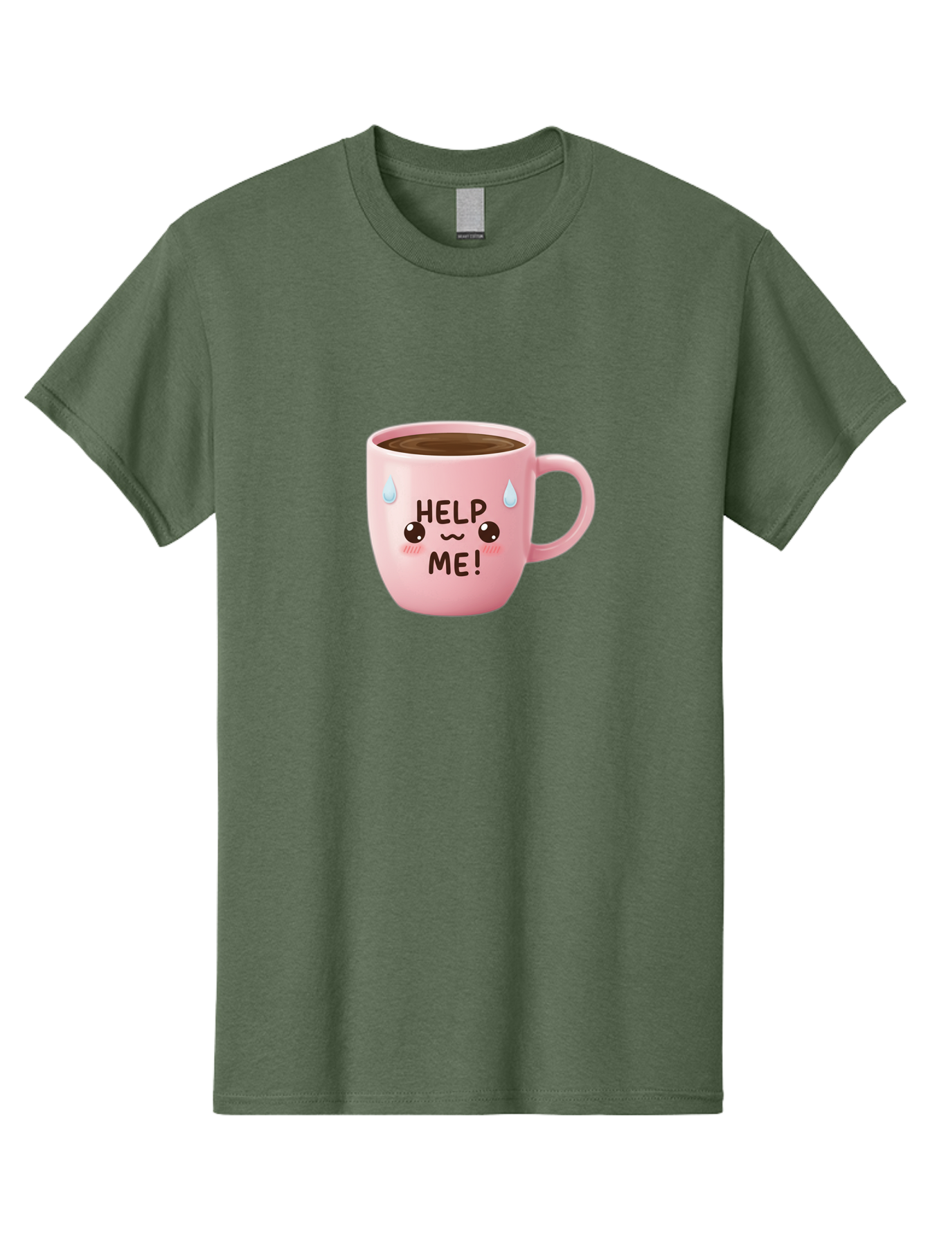 Help-Me Men'S Graphic Tee, 100% Cotton, Comfortable Casual Summer Wear, Machine Washable, Cute Coffee Mug, Cartoon Coffee, Funny Coffee, Kawaii Coffee, Coffee Humor, Coffee Meme, Coffee Culture, Coffee Love Bac053 12