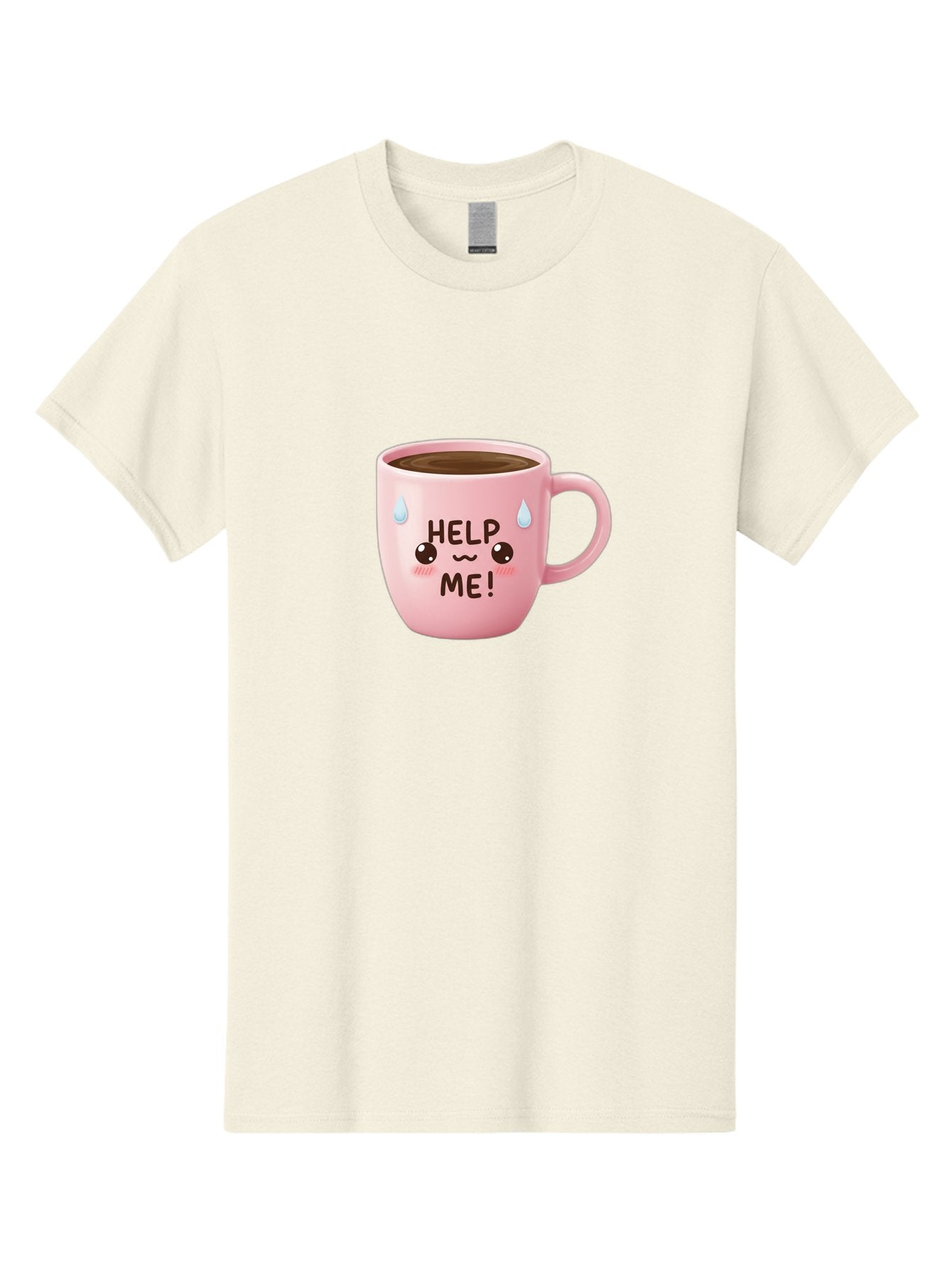 Help-Me Men'S Graphic Tee, 100% Cotton, Comfortable Casual Summer Wear, Machine Washable, Cute Coffee Mug, Cartoon Coffee, Funny Coffee, Kawaii Coffee, Coffee Humor, Coffee Meme, Coffee Culture, Coffee Love Bac053 6