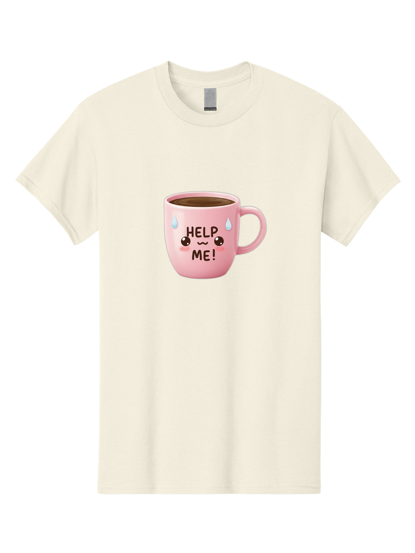 Help-Me Men'S Graphic Tee, 100% Cotton, Comfortable Casual Summer Wear, Machine Washable, Cute Coffee Mug, Cartoon Coffee, Funny Coffee, Kawaii Coffee, Coffee Humor, Coffee Meme, Coffee Culture, Coffee Love Bac053 7