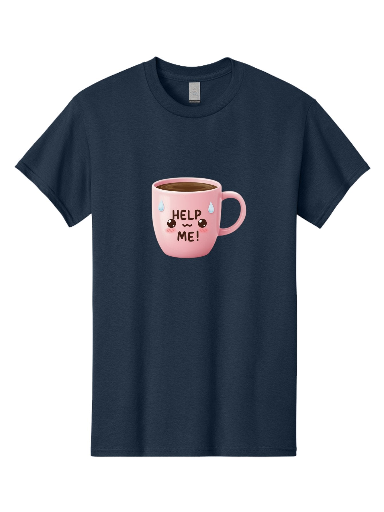 Help-Me Men'S Graphic Tee, 100% Cotton, Comfortable Casual Summer Wear, Machine Washable, Cute Coffee Mug, Cartoon Coffee, Funny Coffee, Kawaii Coffee, Coffee Humor, Coffee Meme, Coffee Culture, Coffee Love Bac053 14