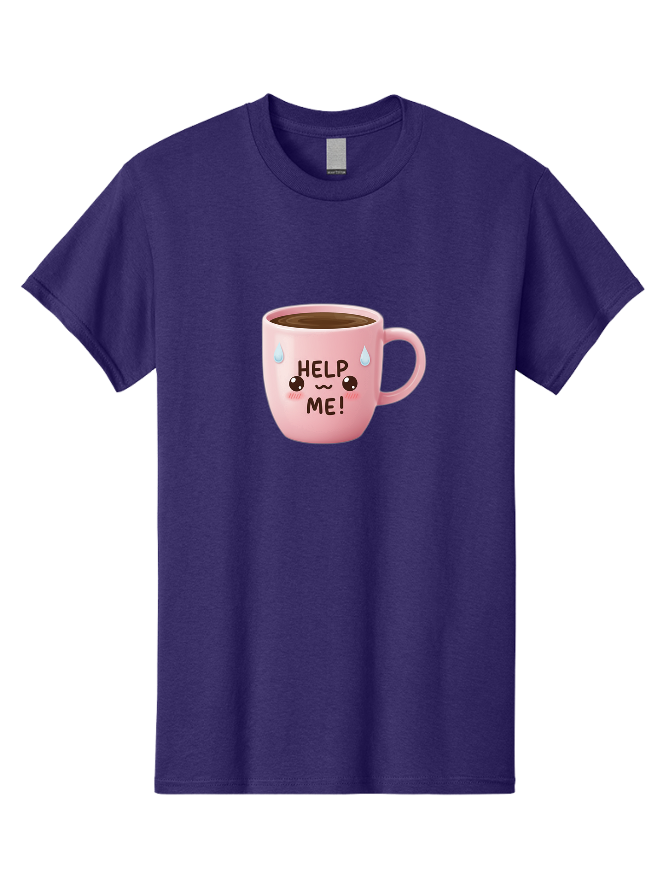 Help-Me Men'S Graphic Tee, 100% Cotton, Comfortable Casual Summer Wear, Machine Washable, Cute Coffee Mug, Cartoon Coffee, Funny Coffee, Kawaii Coffee, Coffee Humor, Coffee Meme, Coffee Culture, Coffee Love Bac053 9