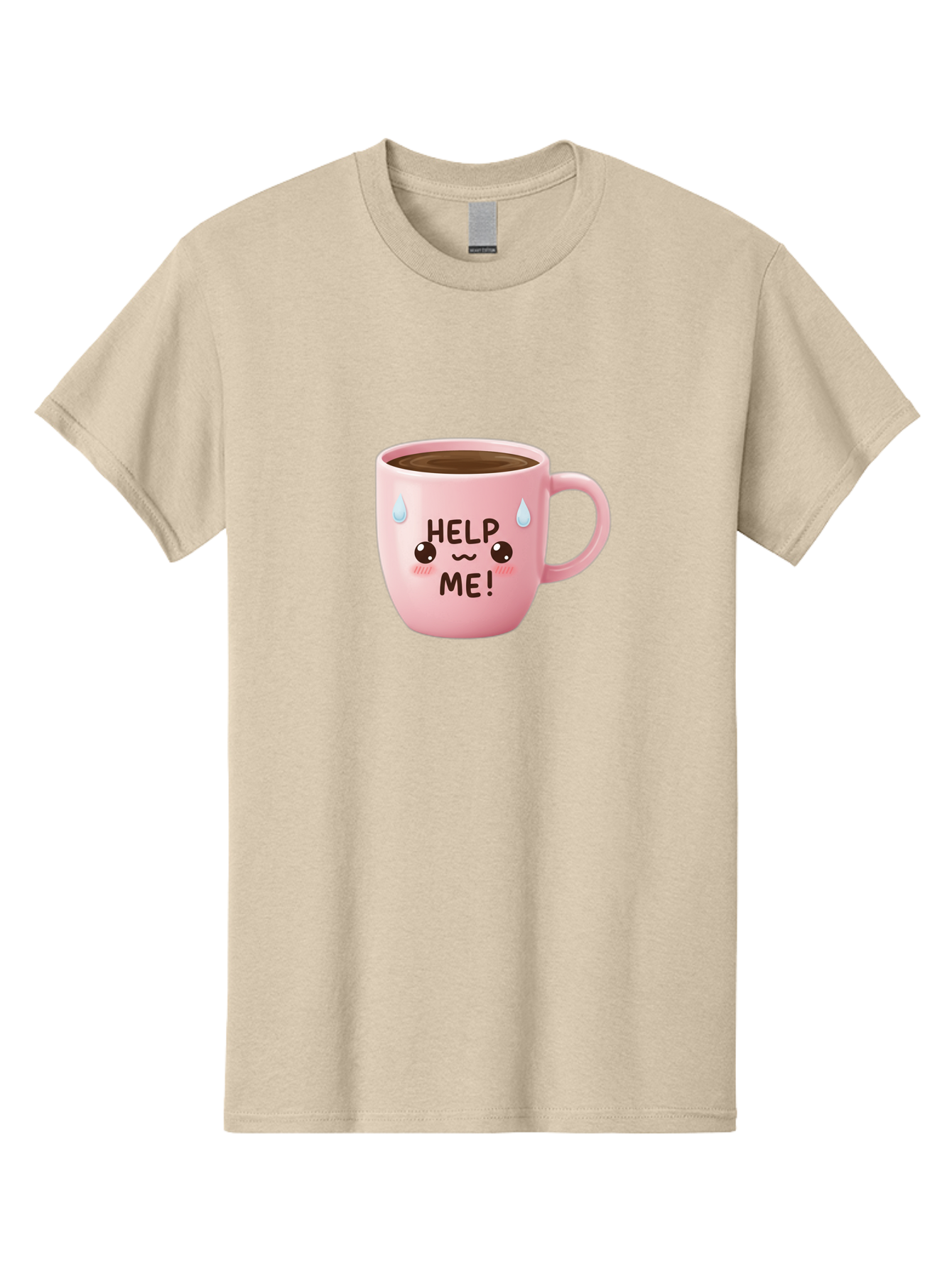Help-Me Men'S Graphic Tee, 100% Cotton, Comfortable Casual Summer Wear, Machine Washable, Cute Coffee Mug, Cartoon Coffee, Funny Coffee, Kawaii Coffee, Coffee Humor, Coffee Meme, Coffee Culture, Coffee Love Bac053 13