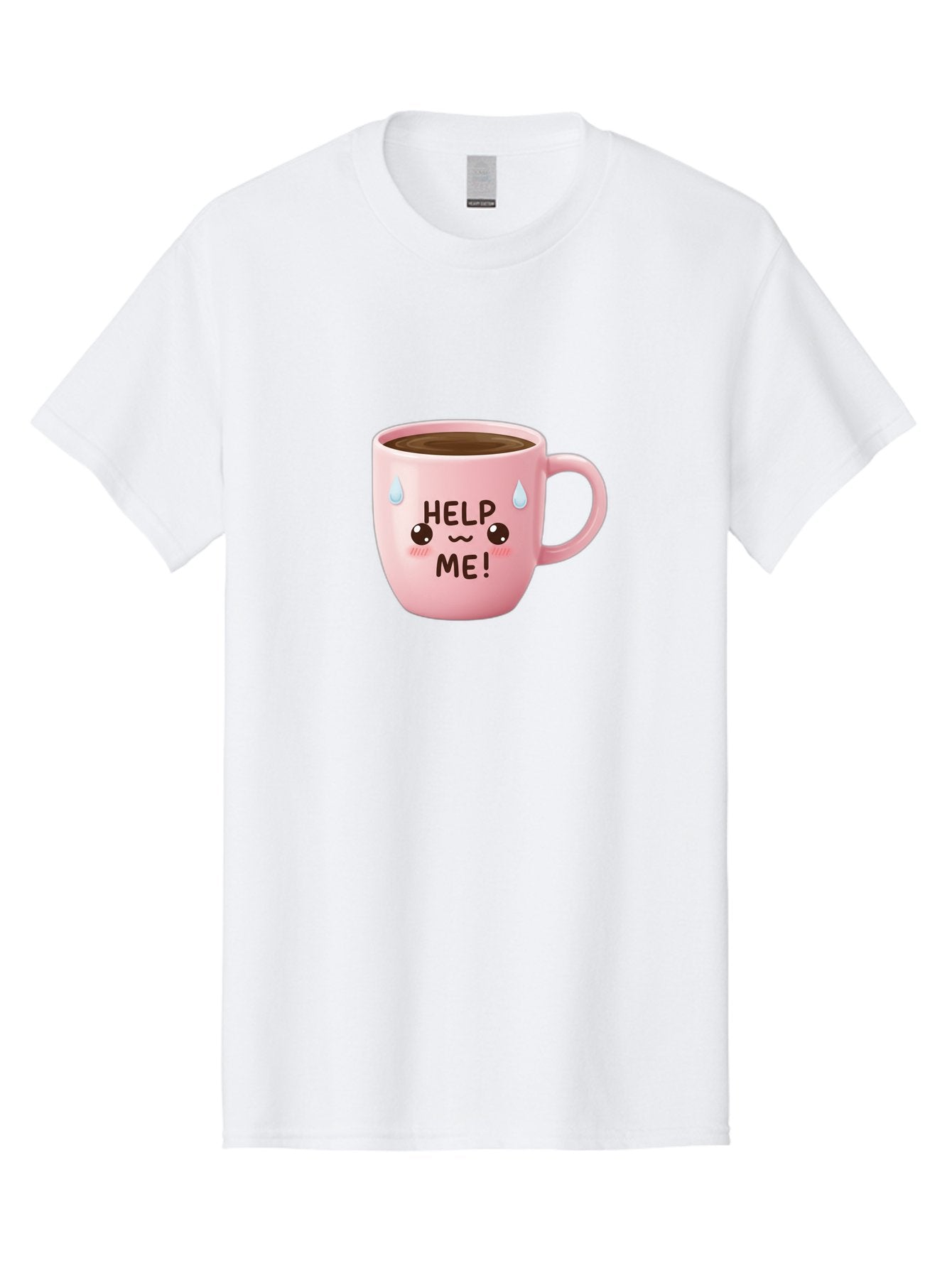 Help-Me Men'S Graphic Tee, 100% Cotton, Comfortable Casual Summer Wear, Machine Washable, Cute Coffee Mug, Cartoon Coffee, Funny Coffee, Kawaii Coffee, Coffee Humor, Coffee Meme, Coffee Culture, Coffee Love Bac053 12