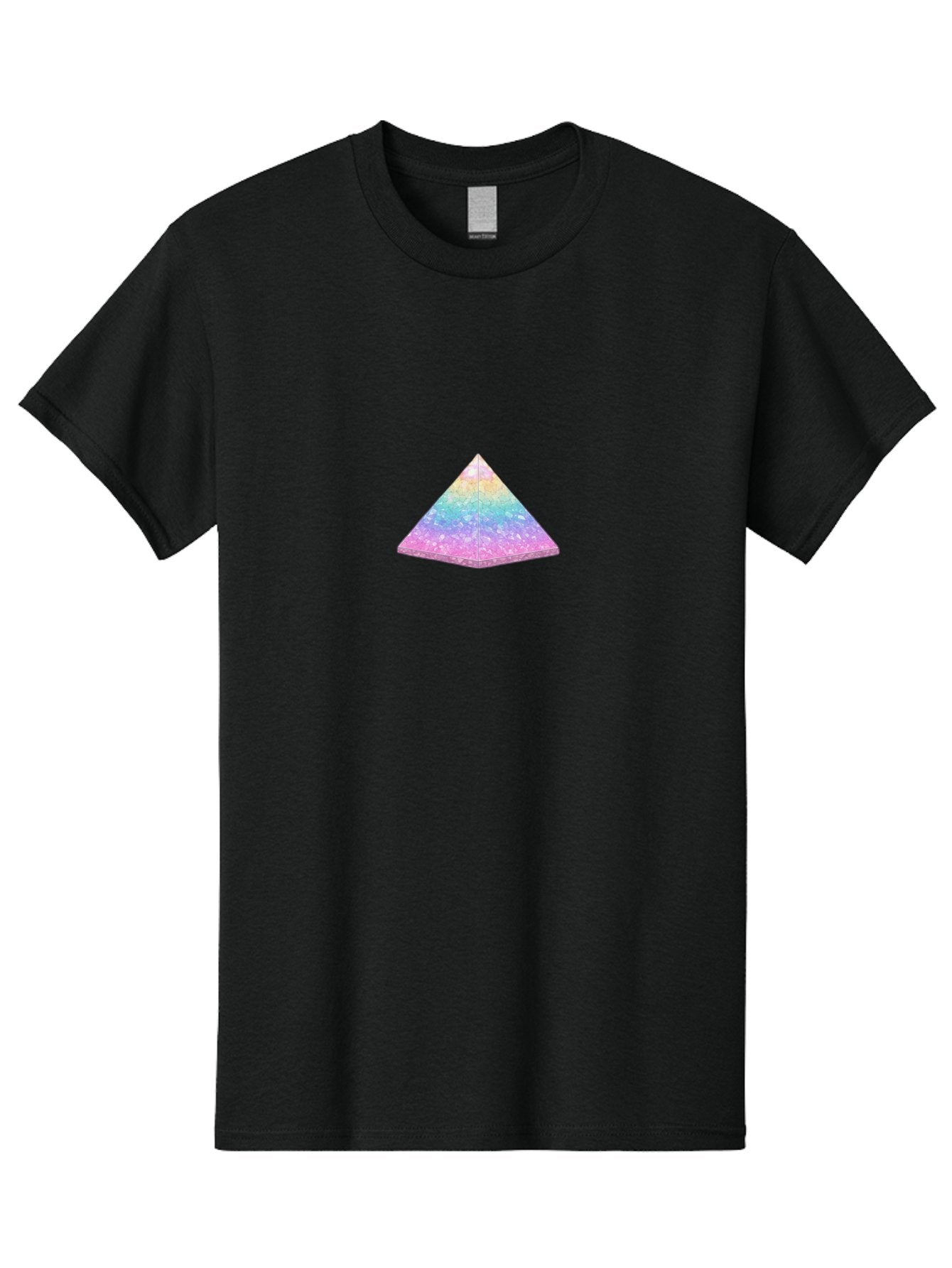 Holographic-Triangle Men'S Graphic Tee, 100% Cotton, Comfortable Casual Summer Wear, Machine Washable, Holographic Triangle, Pastel Colors, Shimmering Effect, Iridescent Sheen, Mystical Symbol, Geometric Shape, Rainbow Colors, Glitter Effect Bac054 11