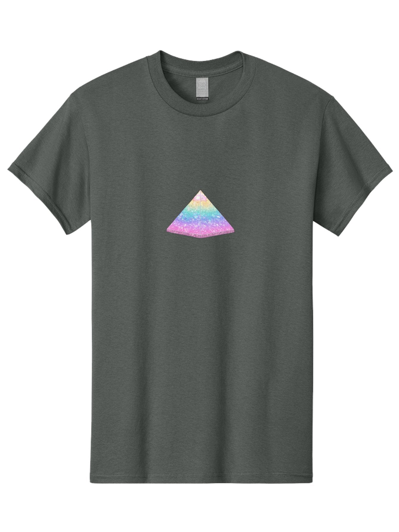 Holographic-Triangle Men'S Graphic Tee, 100% Cotton, Comfortable Casual Summer Wear, Machine Washable, Holographic Triangle, Pastel Colors, Shimmering Effect, Iridescent Sheen, Mystical Symbol, Geometric Shape, Rainbow Colors, Glitter Effect Bac054