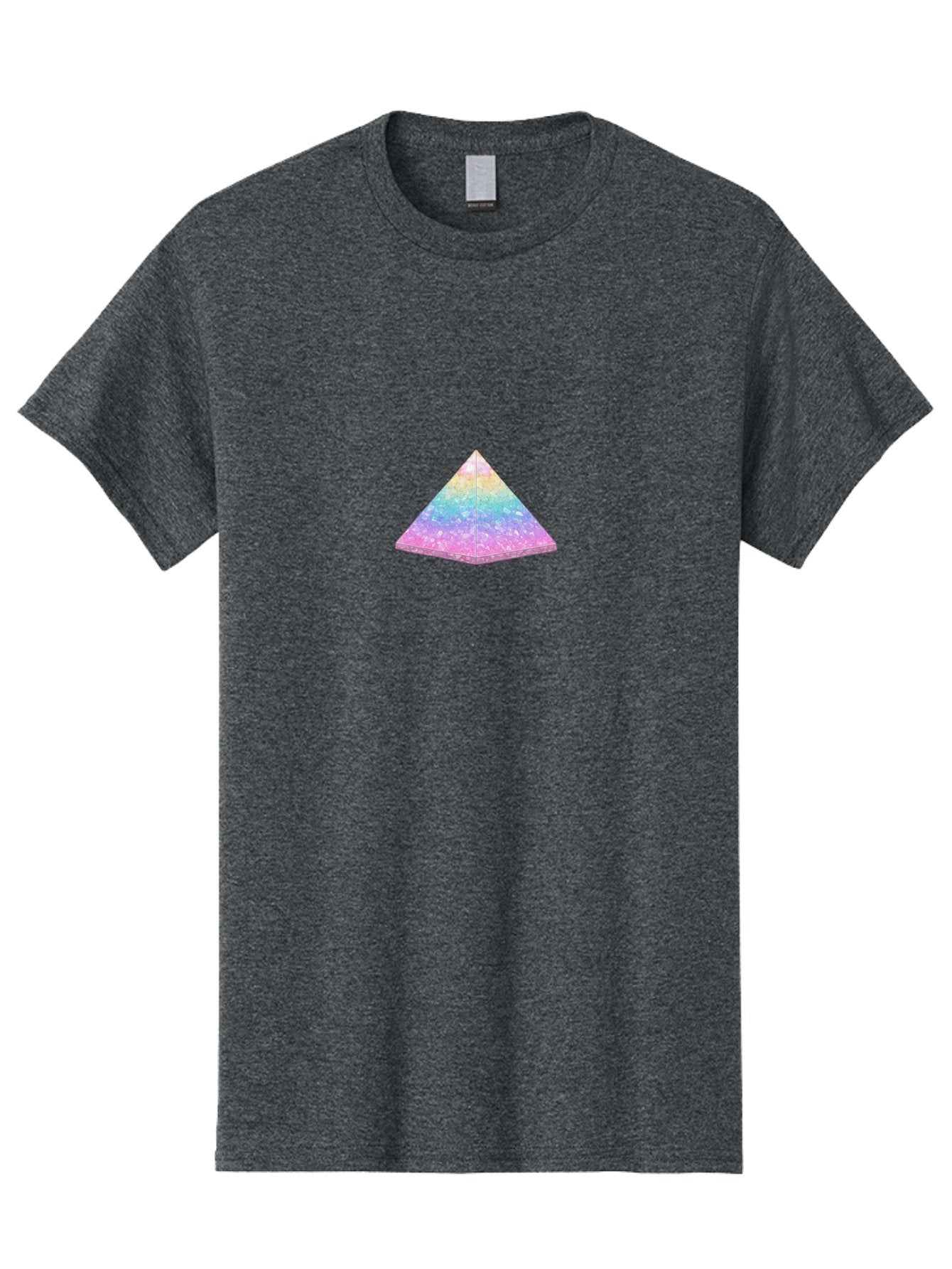 Holographic-Triangle Men'S Graphic Tee, 100% Cotton, Comfortable Casual Summer Wear, Machine Washable, Holographic Triangle, Pastel Colors, Shimmering Effect, Iridescent Sheen, Mystical Symbol, Geometric Shape, Rainbow Colors, Glitter Effect Bac054