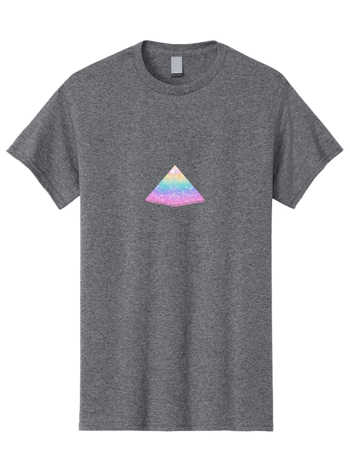 Holographic-Triangle Men'S Graphic Tee, 100% Cotton, Comfortable Casual Summer Wear, Machine Washable, Holographic Triangle, Pastel Colors, Shimmering Effect, Iridescent Sheen, Mystical Symbol, Geometric Shape, Rainbow Colors, Glitter Effect Bac054 6