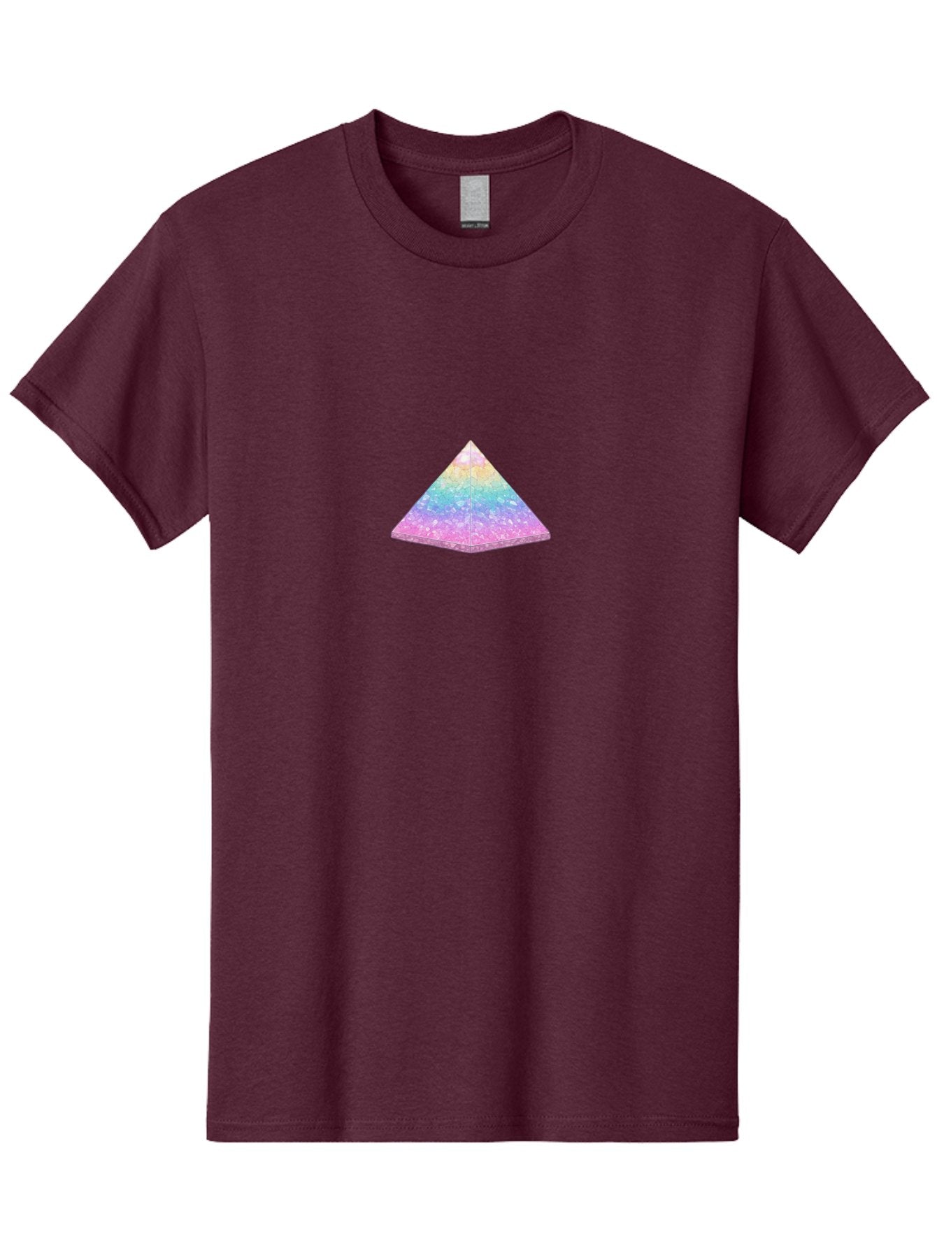 Holographic-Triangle Men'S Graphic Tee, 100% Cotton, Comfortable Casual Summer Wear, Machine Washable, Holographic Triangle, Pastel Colors, Shimmering Effect, Iridescent Sheen, Mystical Symbol, Geometric Shape, Rainbow Colors, Glitter Effect Bac054 15