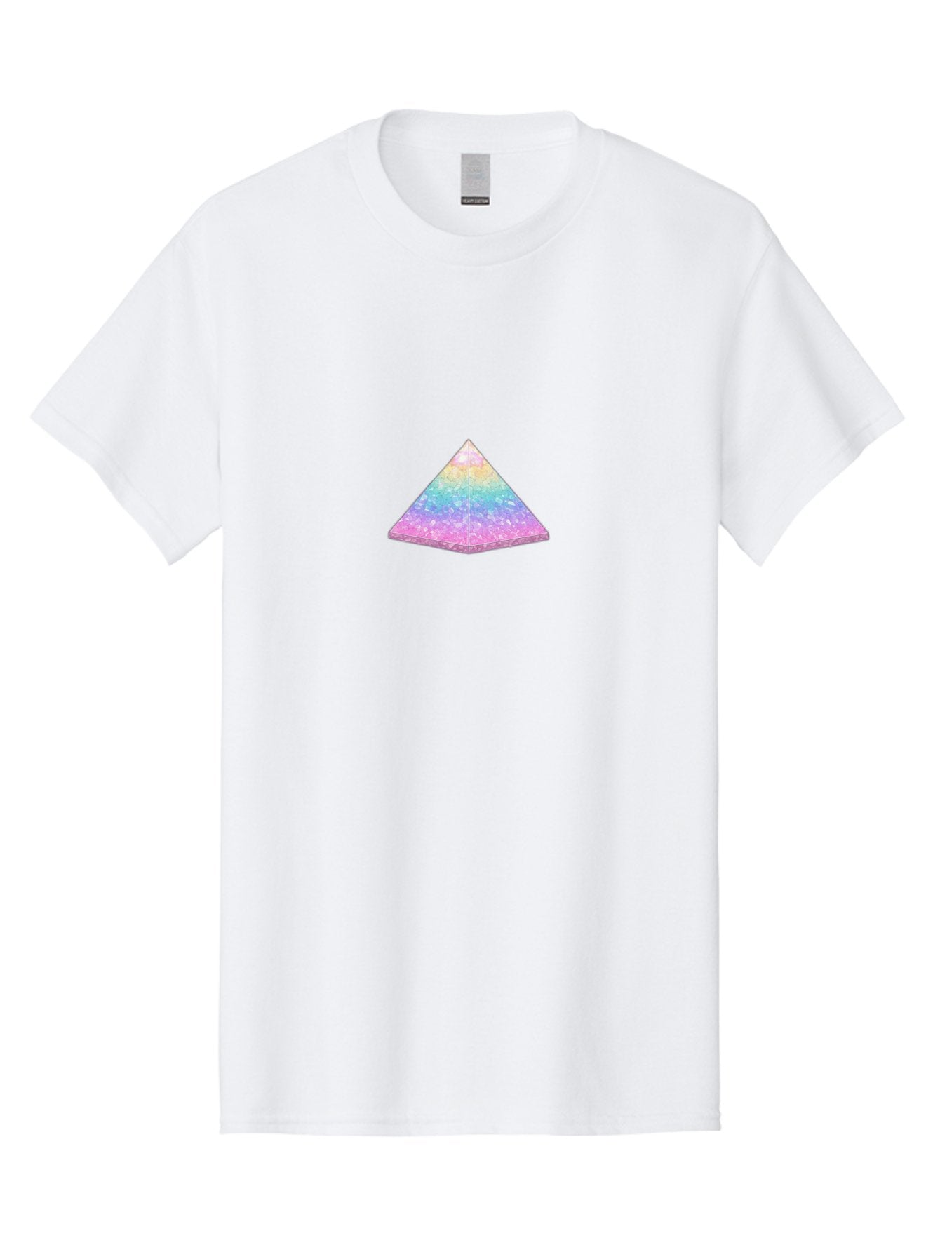 Holographic-Triangle Men'S Graphic Tee, 100% Cotton, Comfortable Casual Summer Wear, Machine Washable, Holographic Triangle, Pastel Colors, Shimmering Effect, Iridescent Sheen, Mystical Symbol, Geometric Shape, Rainbow Colors, Glitter Effect Bac054 13