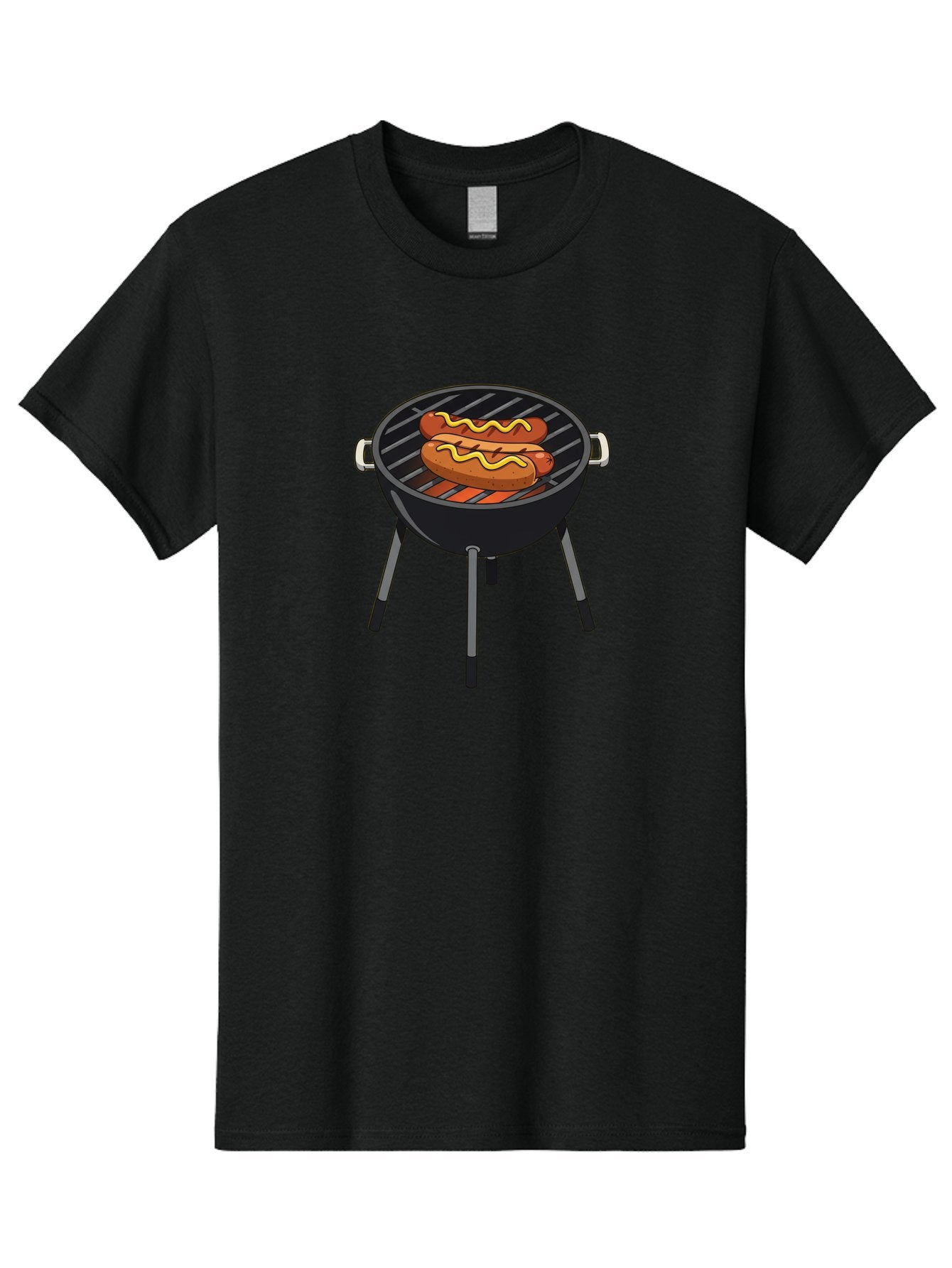 Hot-Dogs-On-Grill Men'S Graphic Tee, 100% Cotton, Comfortable Casual Summer Wear, Machine Washable, Hot Dogs On Grill, Grilled Sausages, Barbecue Cooking, Mustard Topping, Outdoor Grill, Bbq Favorites, Summer Food Bac055 4