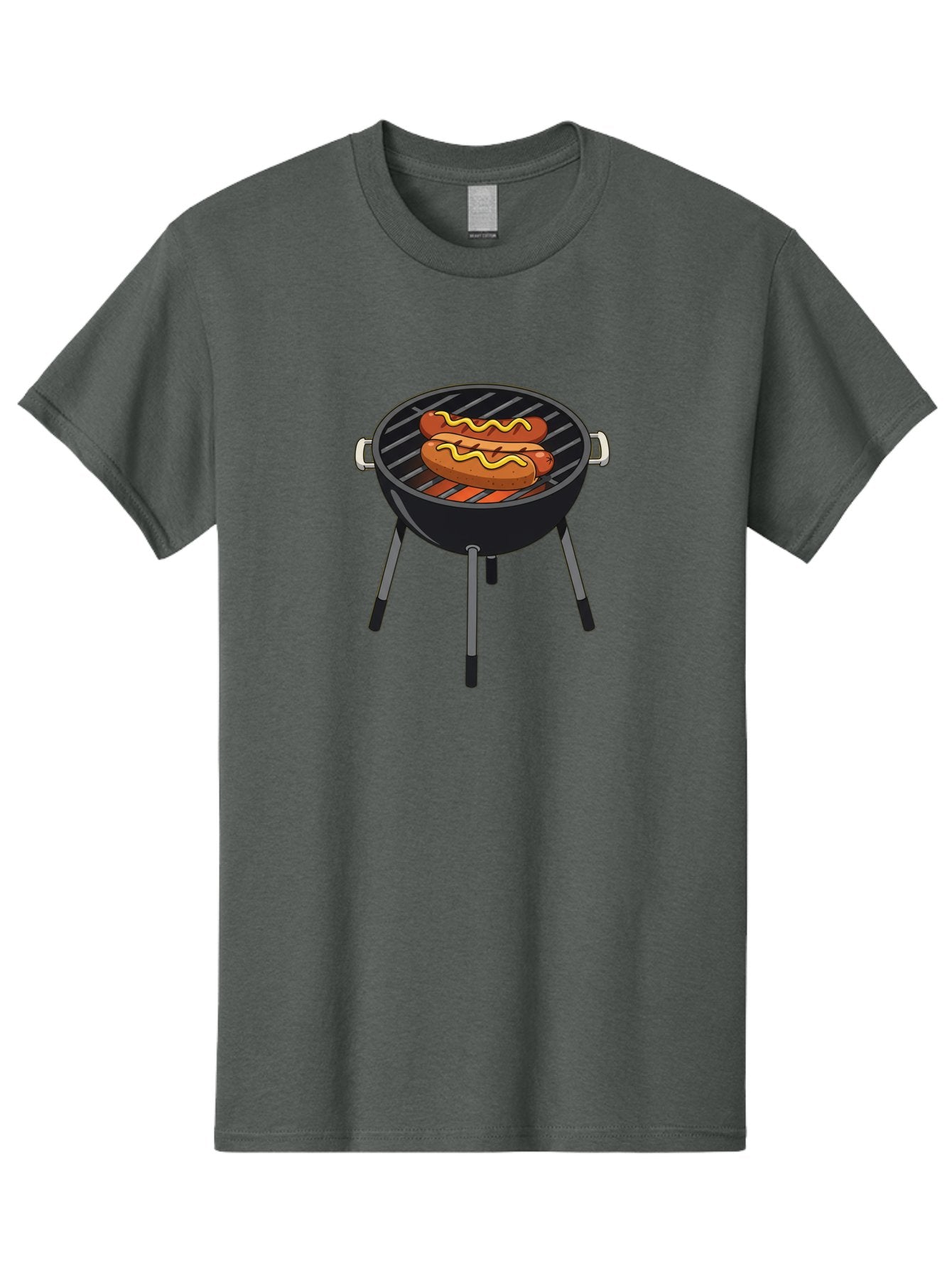 Hot-Dogs-On-Grill Men'S Graphic Tee, 100% Cotton, Comfortable Casual Summer Wear, Machine Washable, Hot Dogs On Grill, Grilled Sausages, Barbecue Cooking, Mustard Topping, Outdoor Grill, Bbq Favorites, Summer Food Bac055 7