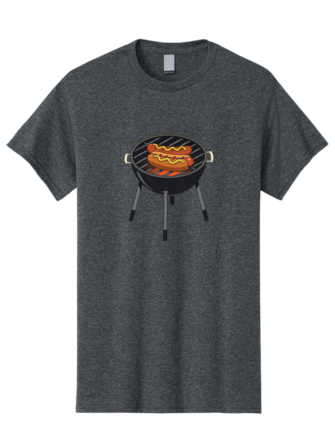 Hot-Dogs-On-Grill Men'S Graphic Tee, 100% Cotton, Comfortable Casual Summer Wear, Machine Washable, Hot Dogs On Grill, Grilled Sausages, Barbecue Cooking, Mustard Topping, Outdoor Grill, Bbq Favorites, Summer Food Bac055 6